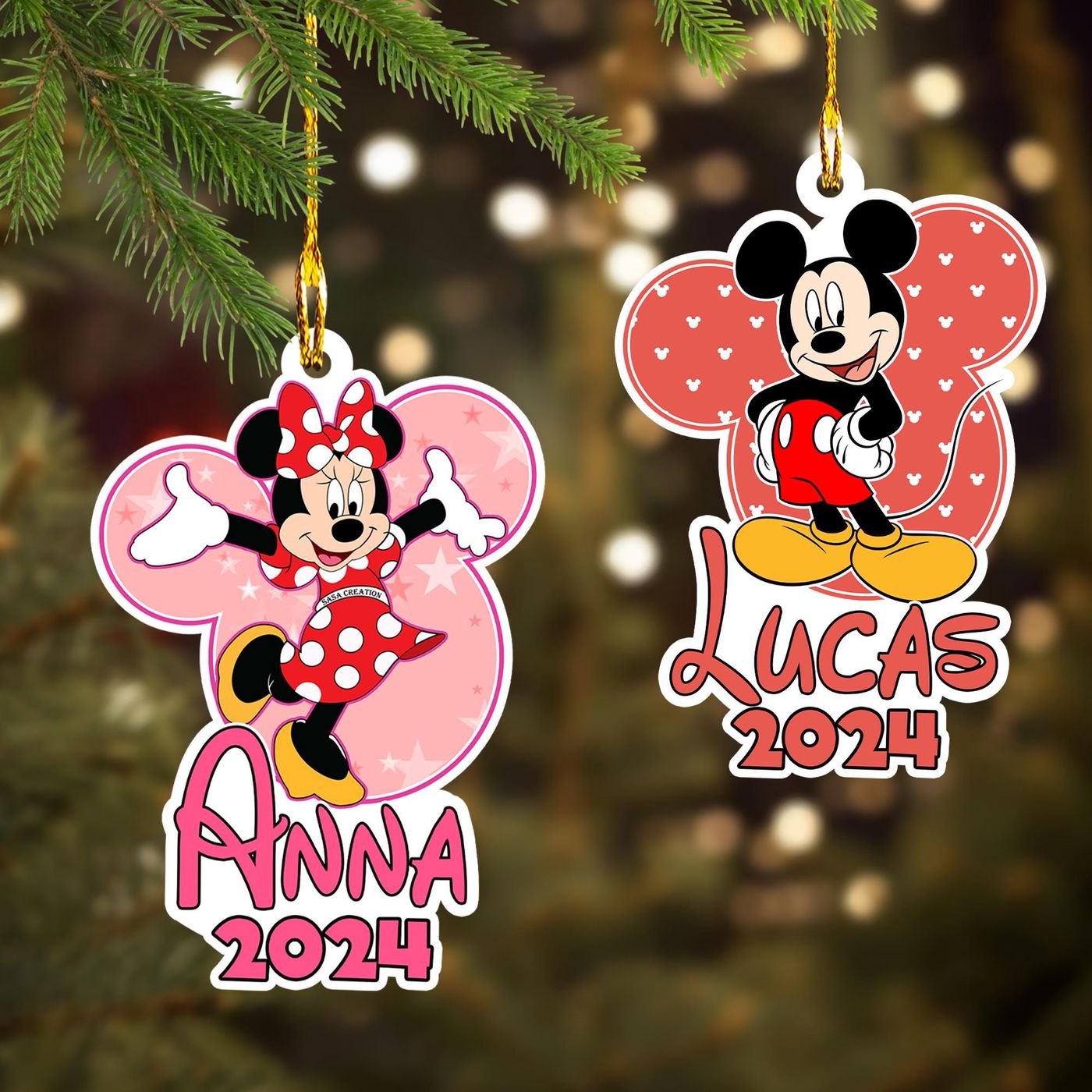 Customized Mouse Ornament: Unique Movie Shape Fan Gift for Kids – 2024 Christmas Tree Decor