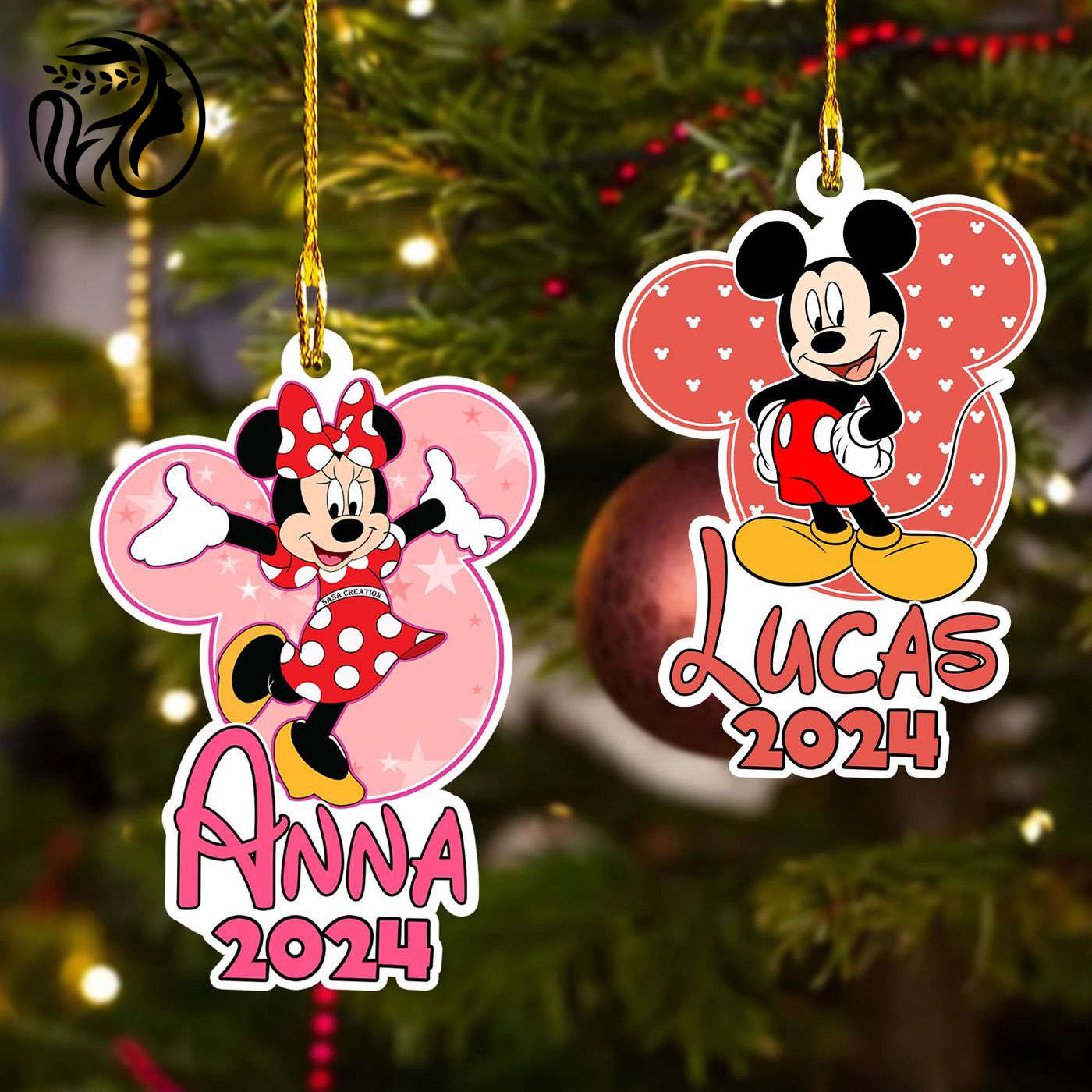 Customized Mouse Ornament: Unique Movie Shape Fan Gift for Kids – 2024 Christmas Tree Decor