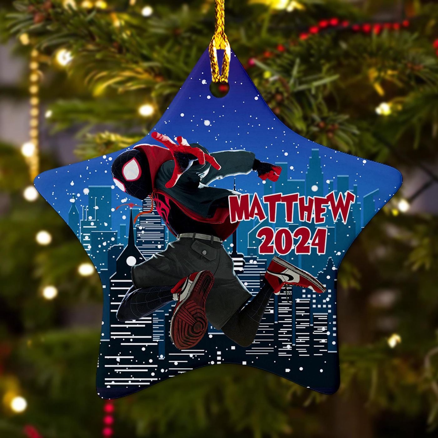 2024 Spider Animated Movie Xmas Ornament: Personalized Black Superhero Gift 2024 Spider Animated Movie Xmas Ornament: Personalized Black Superhero Gift