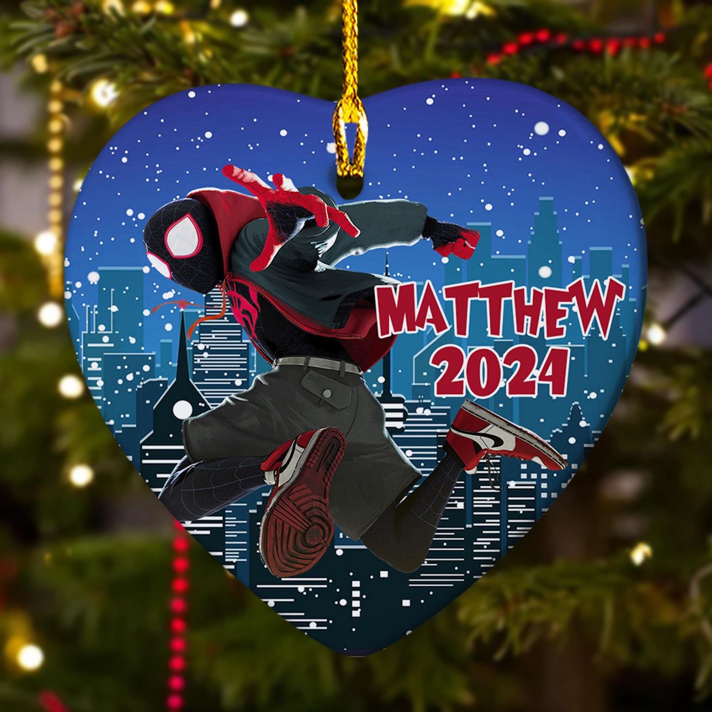 2024 Spider Animated Movie Xmas Ornament: Personalized Black Superhero Gift 2024 Spider Animated Movie Xmas Ornament: Personalized Black Superhero Gift