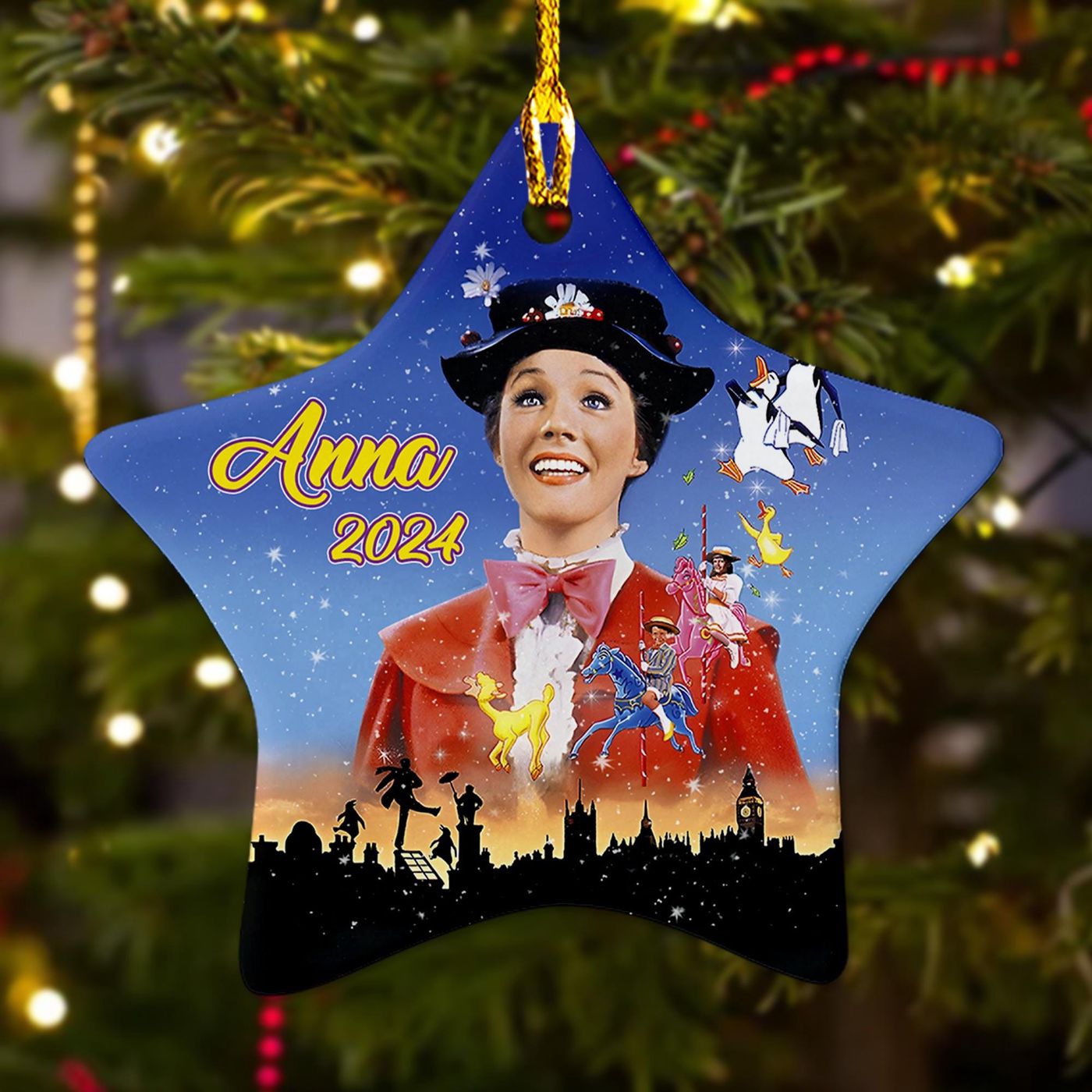 Mary Poppins Personalized Ornament: 60s American Movie Xmas Fan Gift – Customized 2024 Christmas Tree Decor for Kids