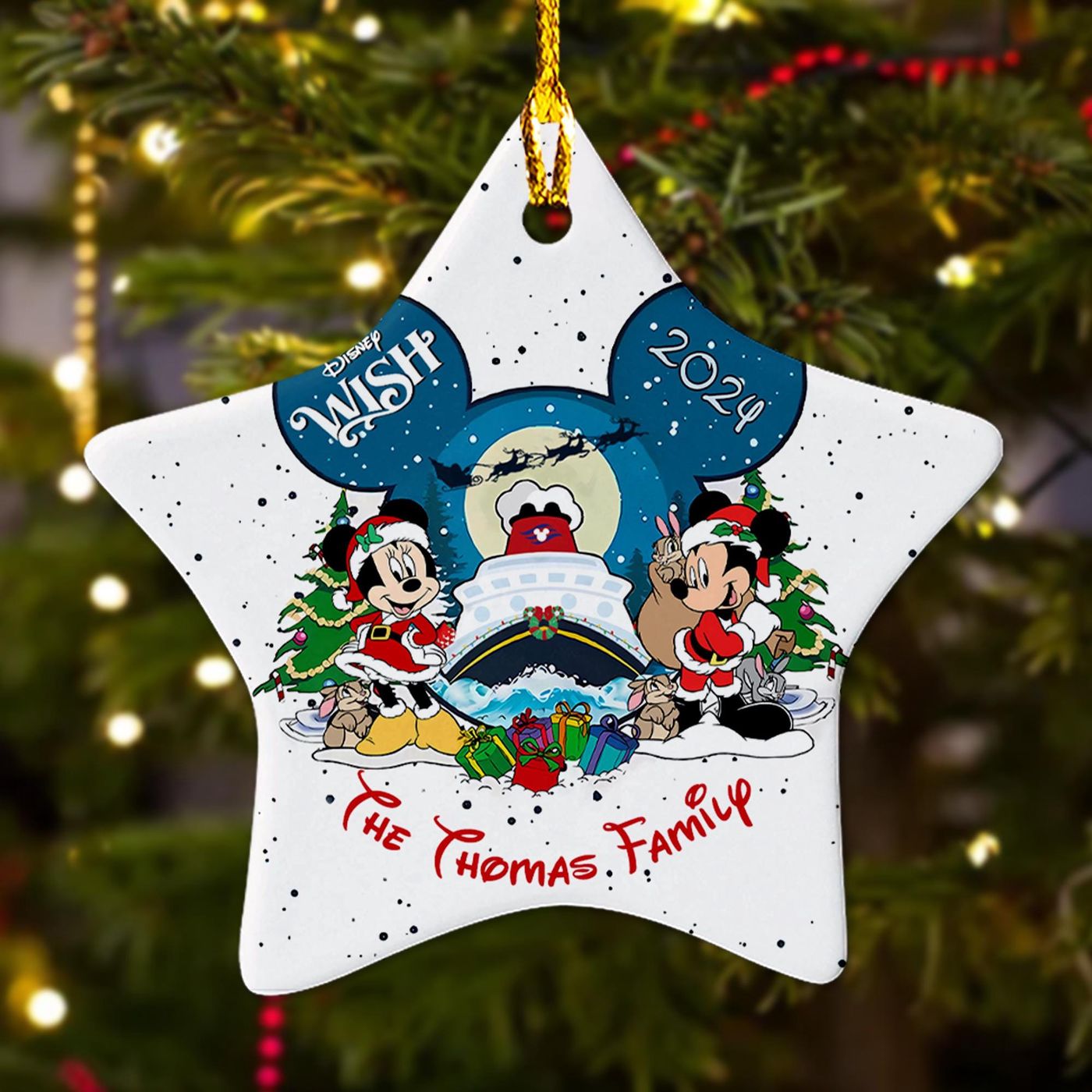 Customized Mouse Couple Ornament: Cruise Ship Xmas Gift 2024 Cartoon Movie Decor for Kids