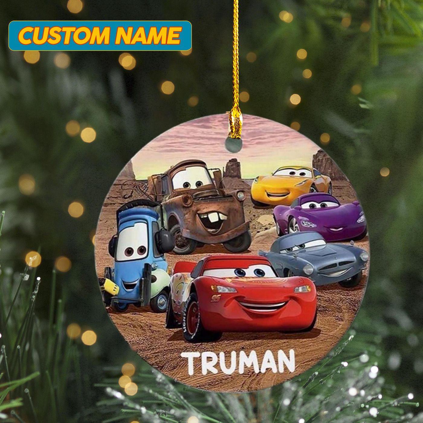 2024 Personalized Race Car & Friends Ornament: Cars Town Movie Custom Christmas Tree Décor Gift for Kids