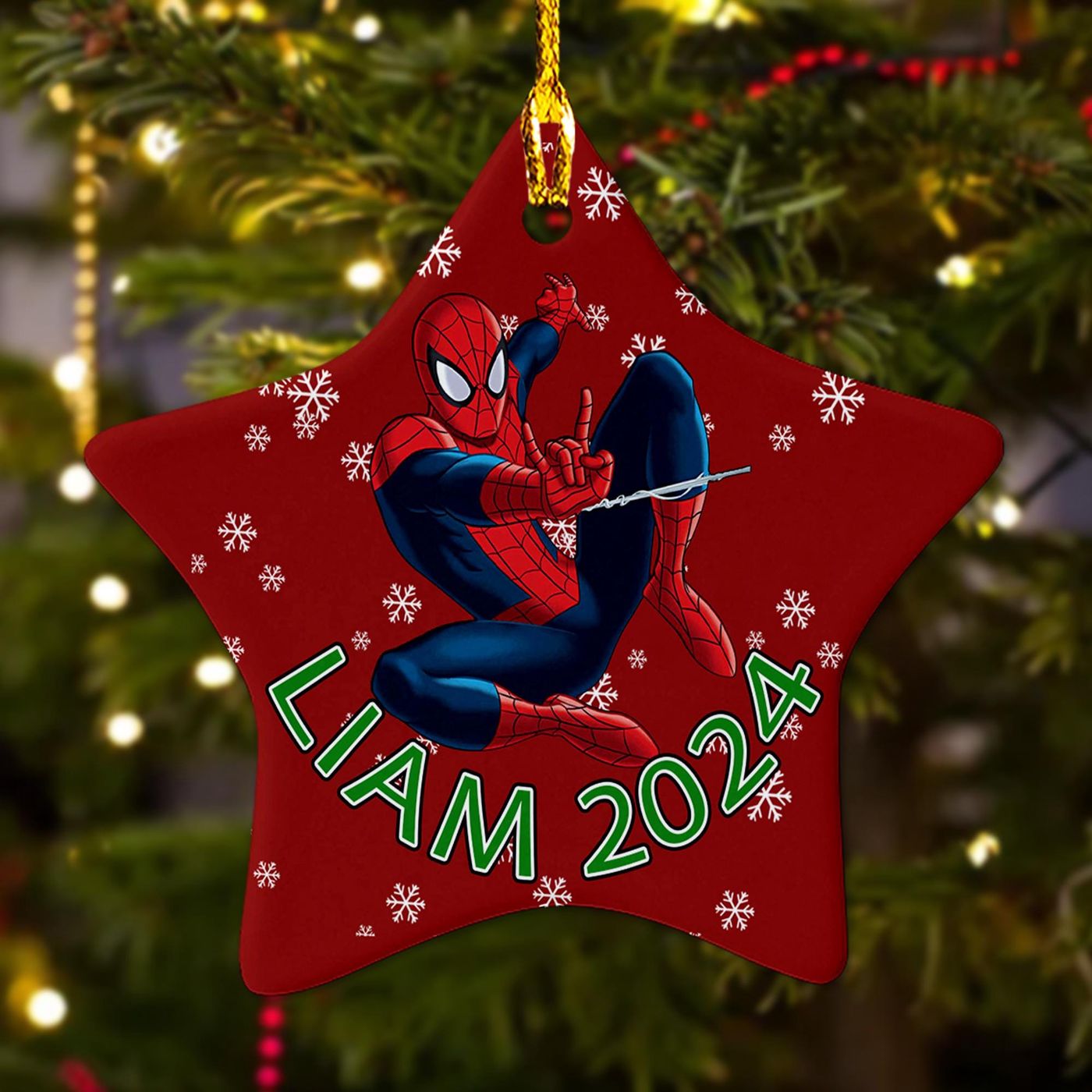 Superhero Spider Hero Movie Ornament: Custom 2024 Xmas Tree Decor Gift for Kids