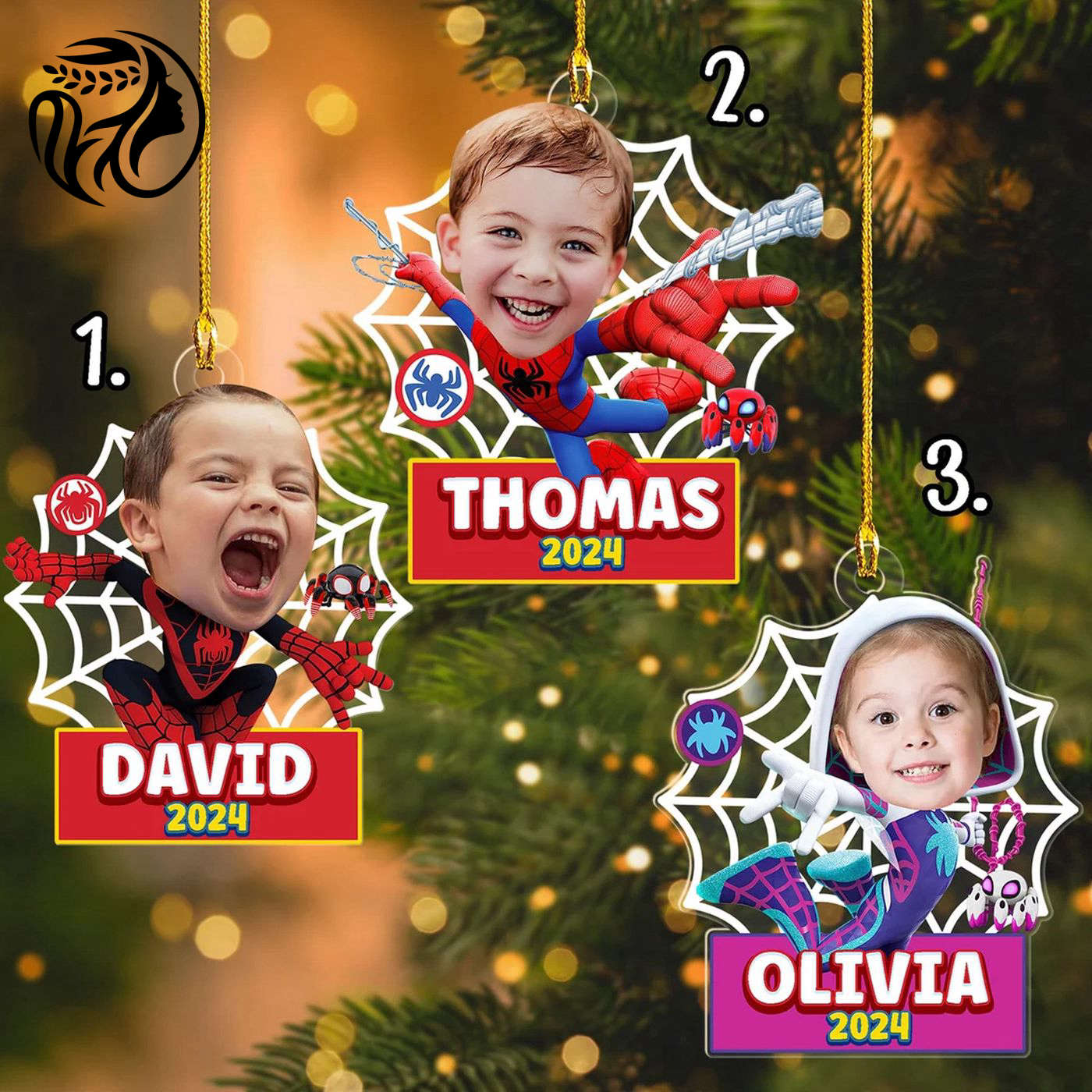 Custom Spidey Christmas Ornament: Personalized Superhero Decor for 2024 Tree - Perfect Movie Gift for Kids