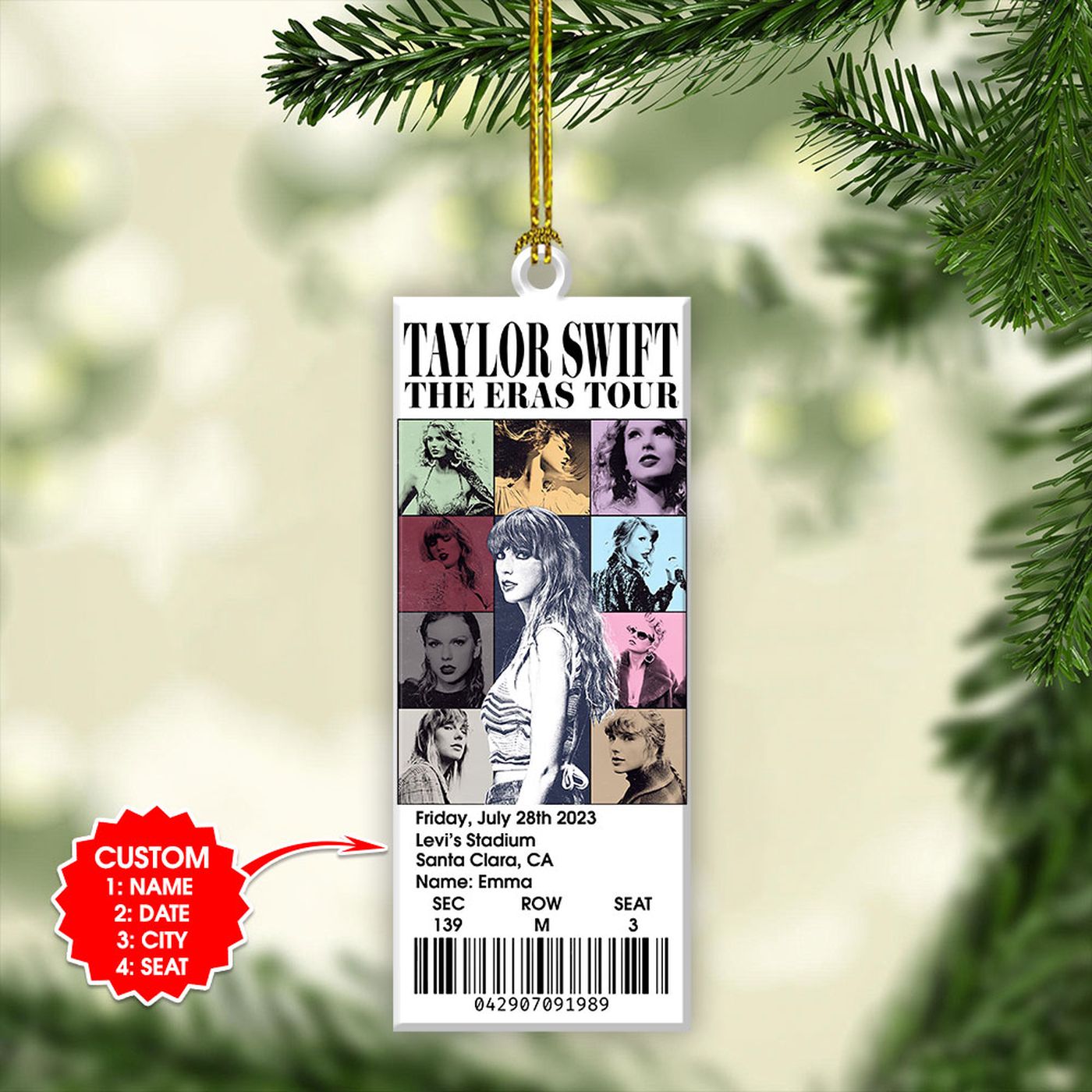 Personalized Taylor Swift 2-Side Printed Ornament