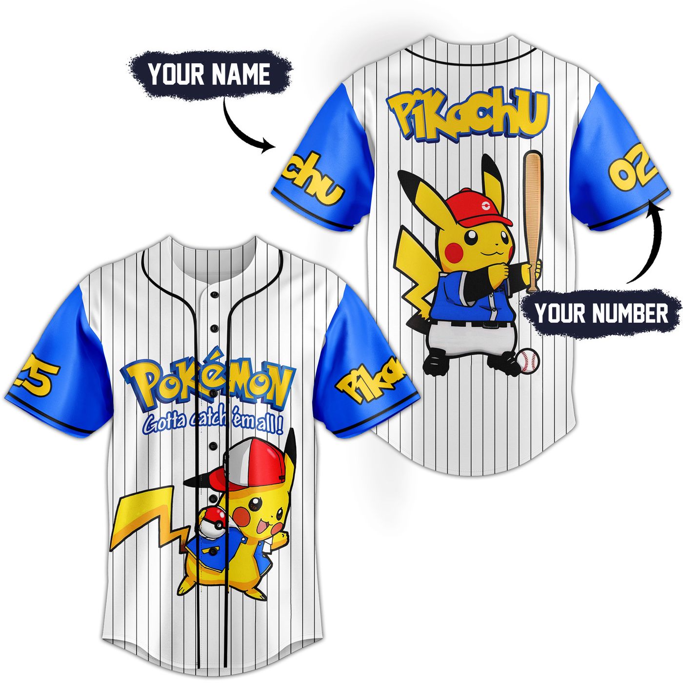 Pikachu Pokemon Baseball Jersey For Men Women And Kids Gift