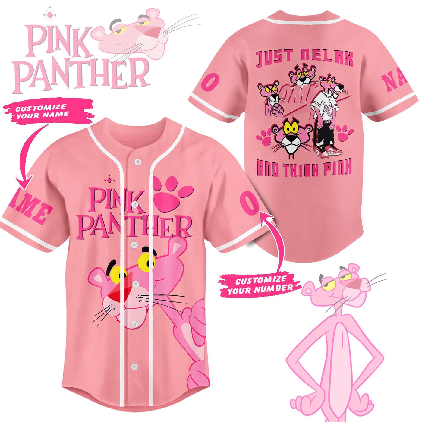 Pink Panther Baseball Jersey For Men Women And Kids Gift