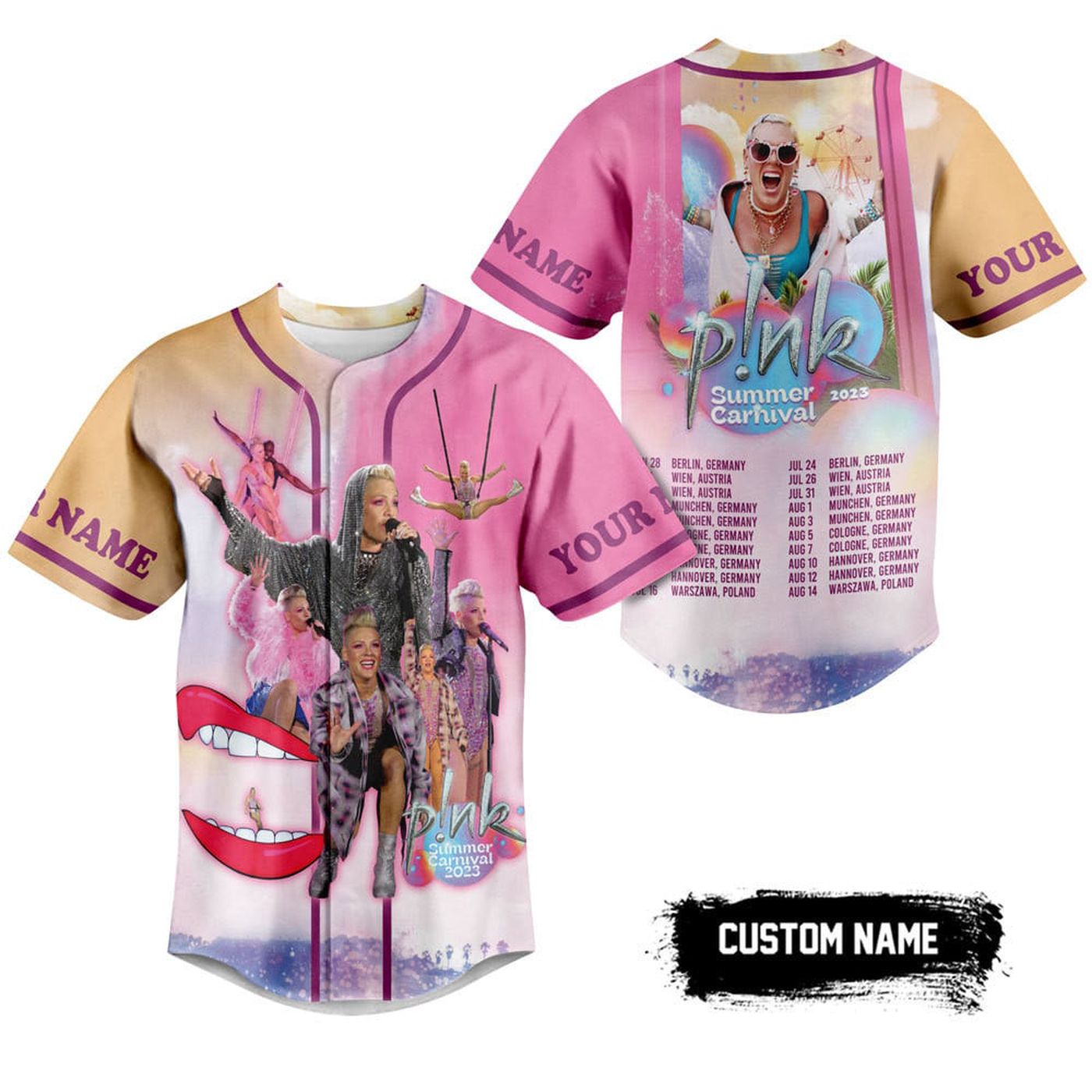 Pink Summer Carnival Baseball Jersey For Men Women And Kids Gift