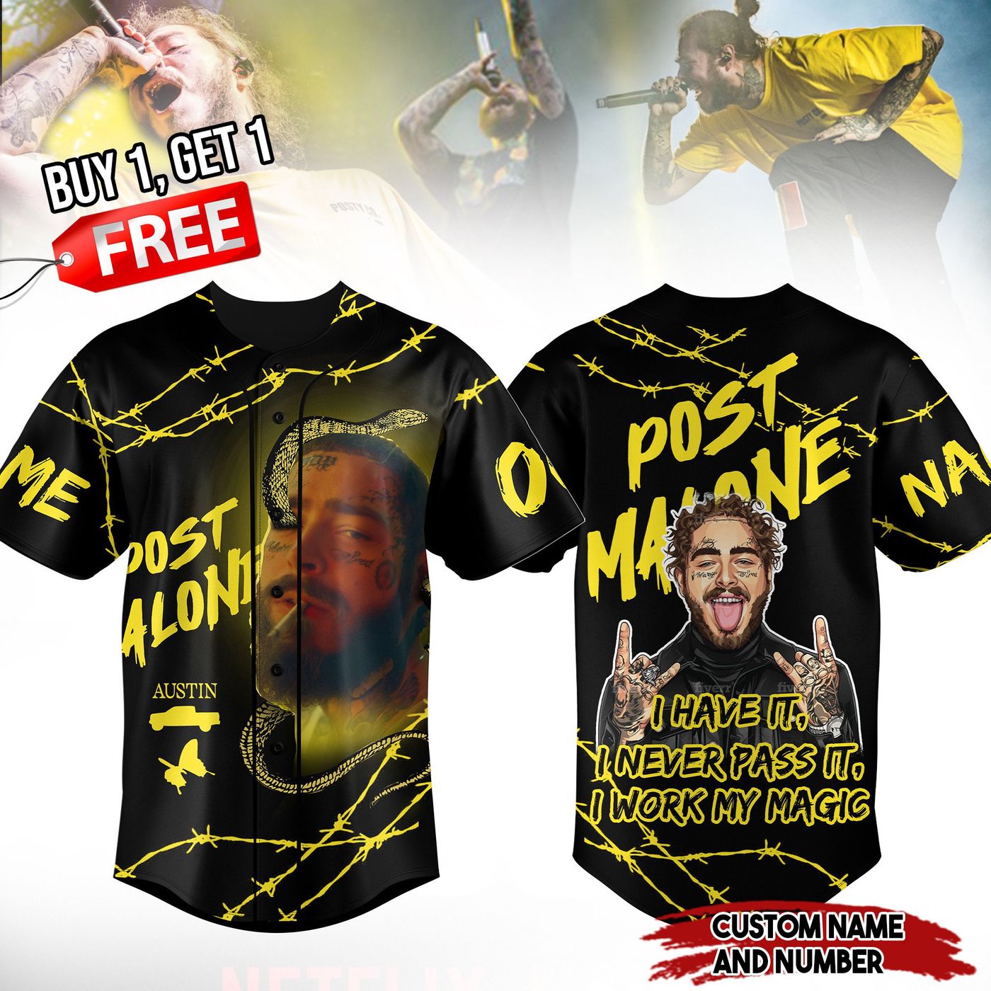 Post Malone Baseball Jersey For Men Women And Kids Gift