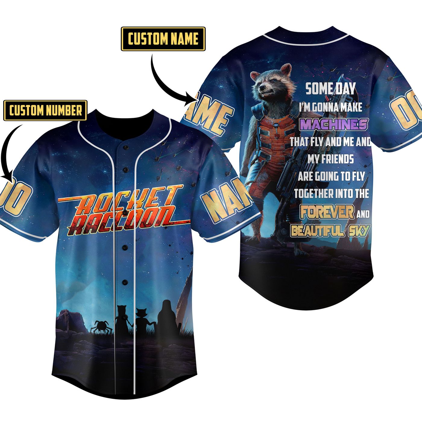 Rocket Raccoon Baseball Jersey For Men Women And Kids Gift