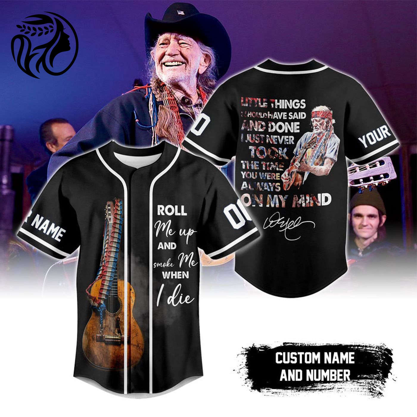 Roll Me Up Willie Nelson Baseball Jersey For Men Women And Kids Gift
