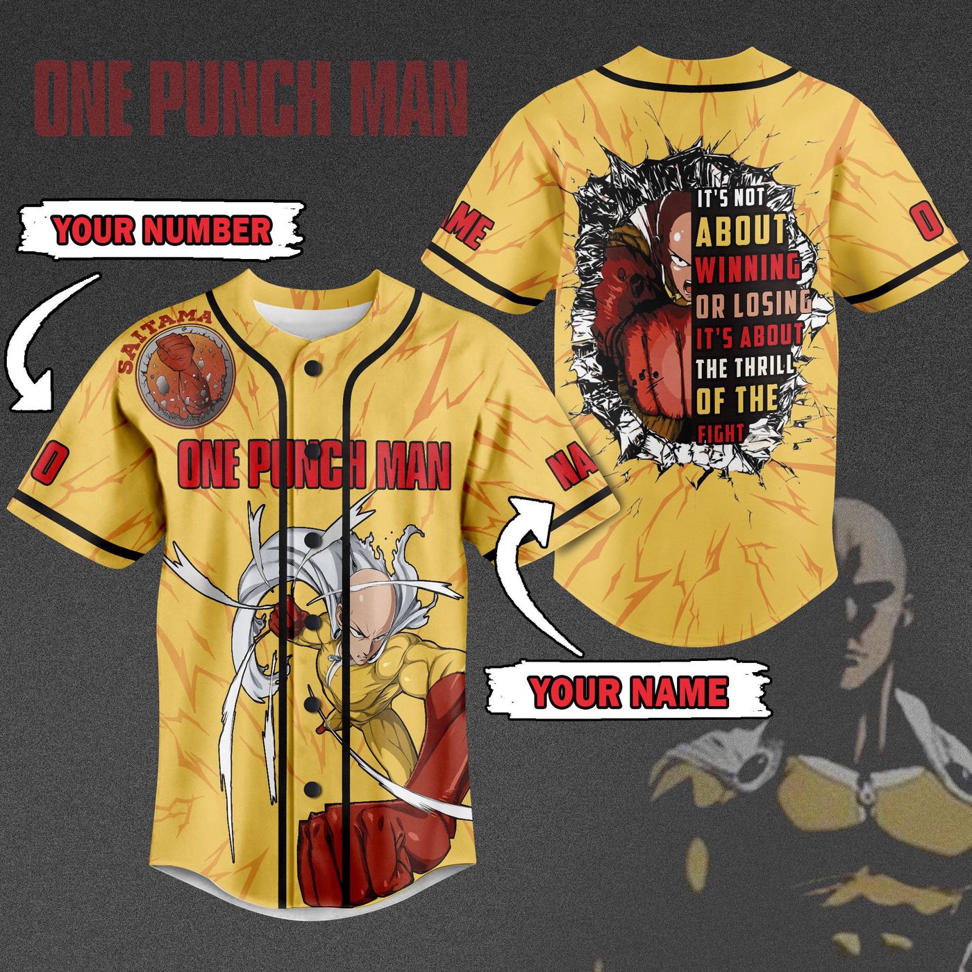 Saitama One-Punch ManBaseball Jersey For Men Women And Kids Gift