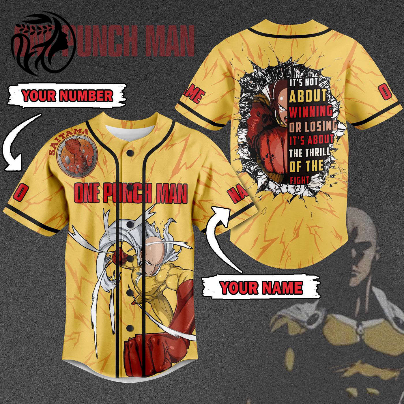 Saitama One-Punch ManBaseball Jersey For Men Women And Kids Gift