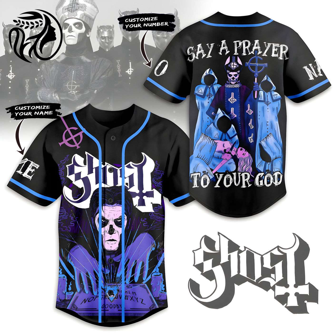 Say A Prayer To Your God Ghost Baseball Jersey For Men Women And Kids Gift