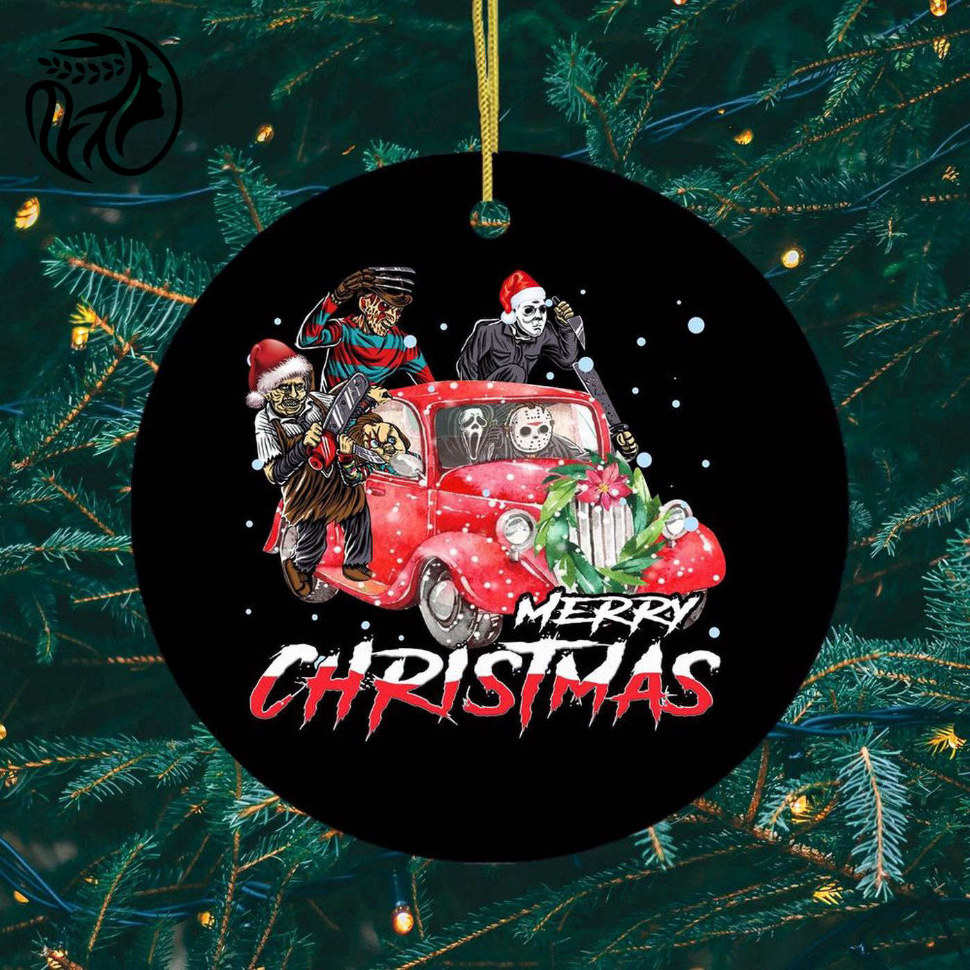 Spooky Movie Characters Friends Christmas Ornament – Perfect Holiday Décor for Horror Fans!