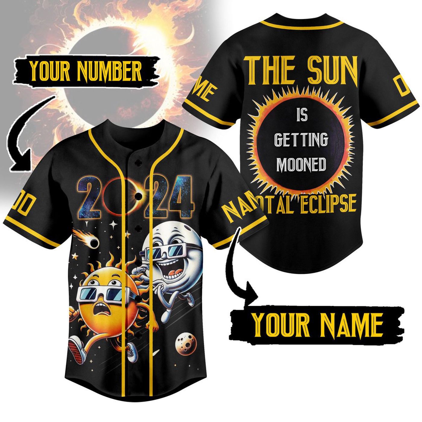 Solar Eclipse Baseball Jersey For Men Women And Kids Gift