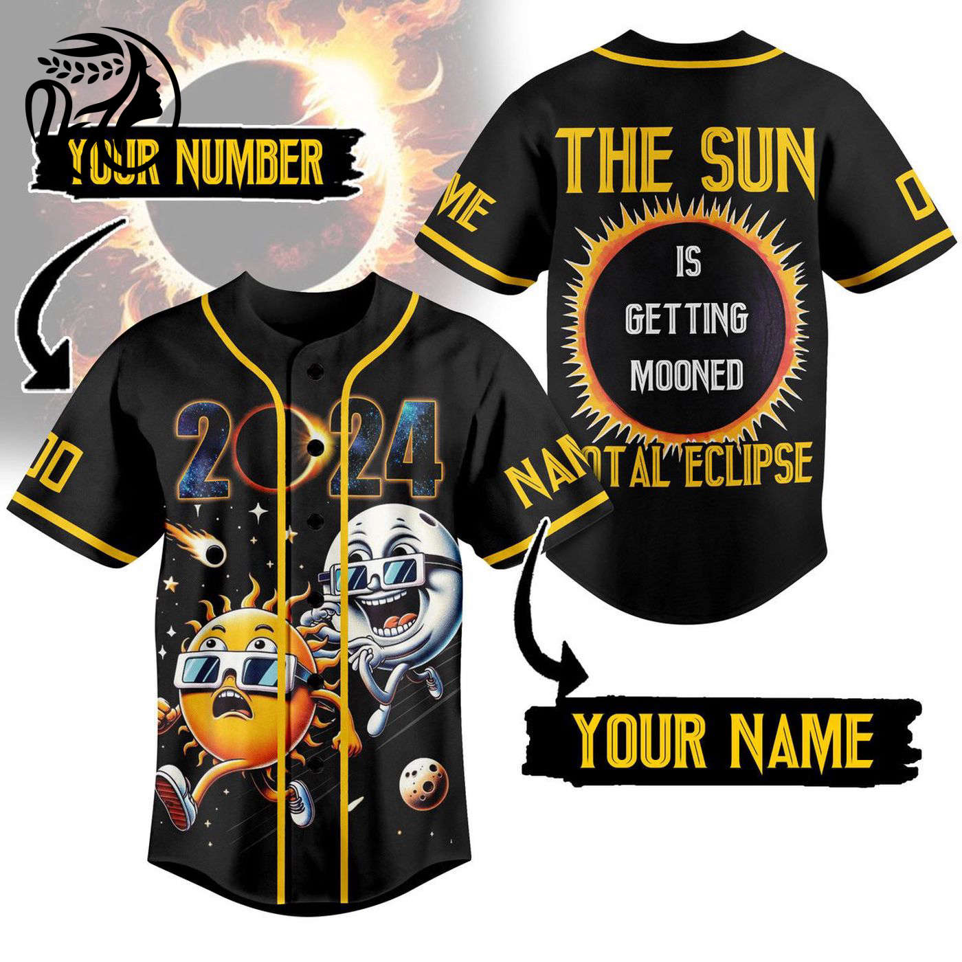 Solar Eclipse Baseball Jersey For Men Women And Kids Gift