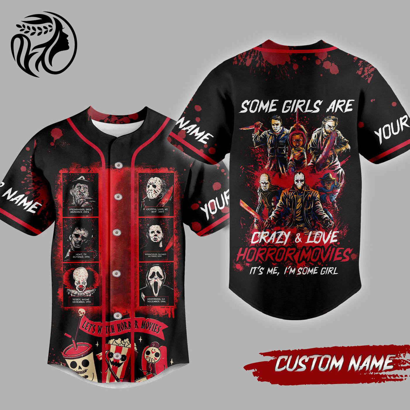 Some Girls Are Crazy And Love Horror Movies Baseball Jersey For Men Women And Kids Gift