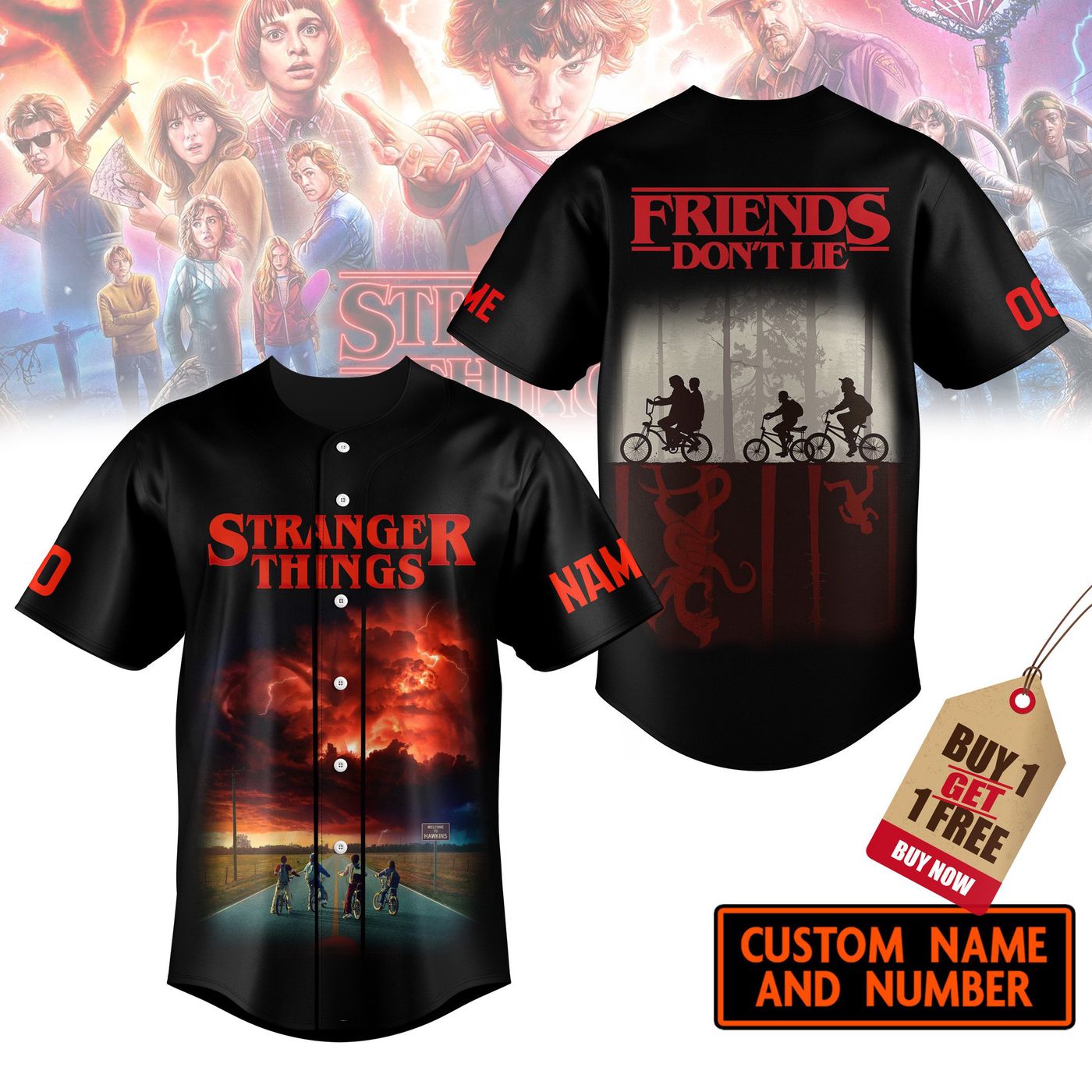 Stranger Things Baseball Jersey For Men Women And Kids Gift