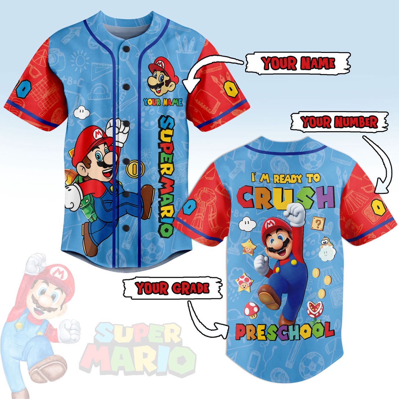 Super Mario Baseball Jersey For Men Women And Kids Gift