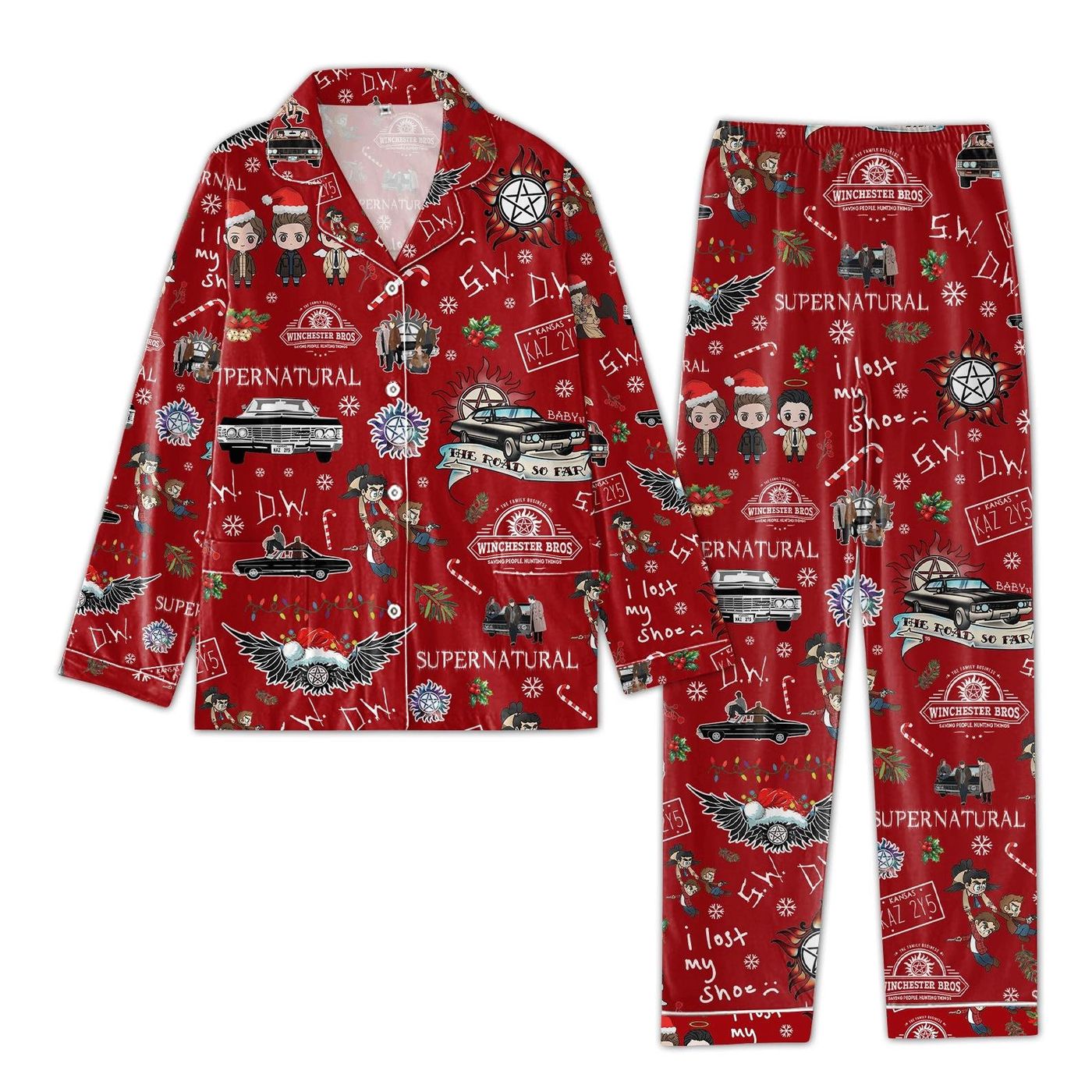 Supernatural Series Pajamas & Sitcom Shirts: Winchester Brothers Shirt Movie Pajamas Sam Dean Christmas Gift