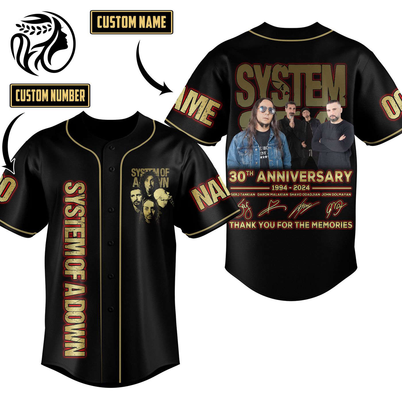 System of a Down Baseball Jersey For Men Women And Kids Gift