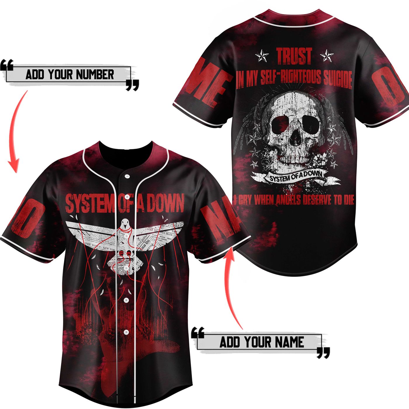 System Of A Down Baseball Jersey For Men Women And Kids Gift
