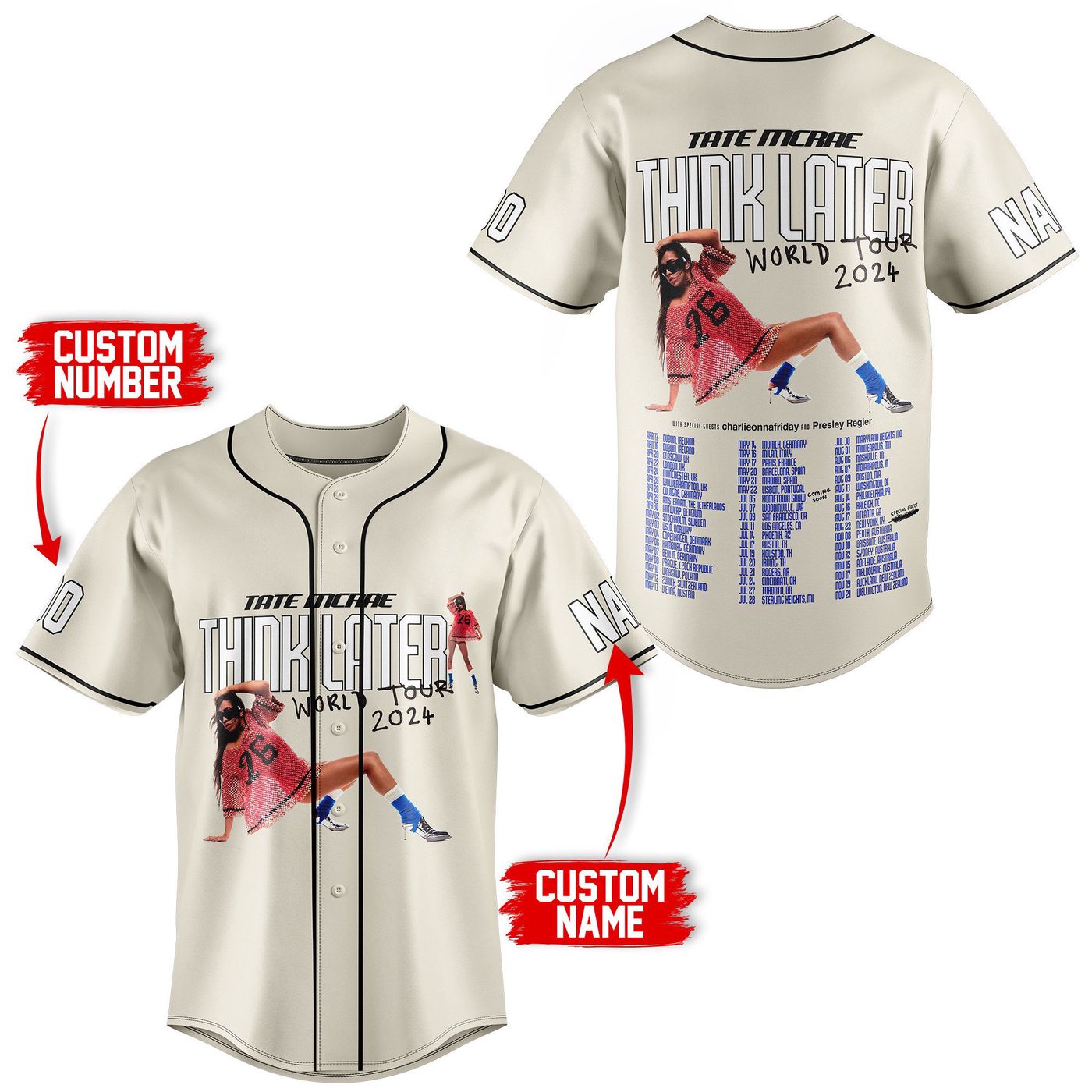 Tate McRae Baseball Jersey For Men Women And Kids Gift