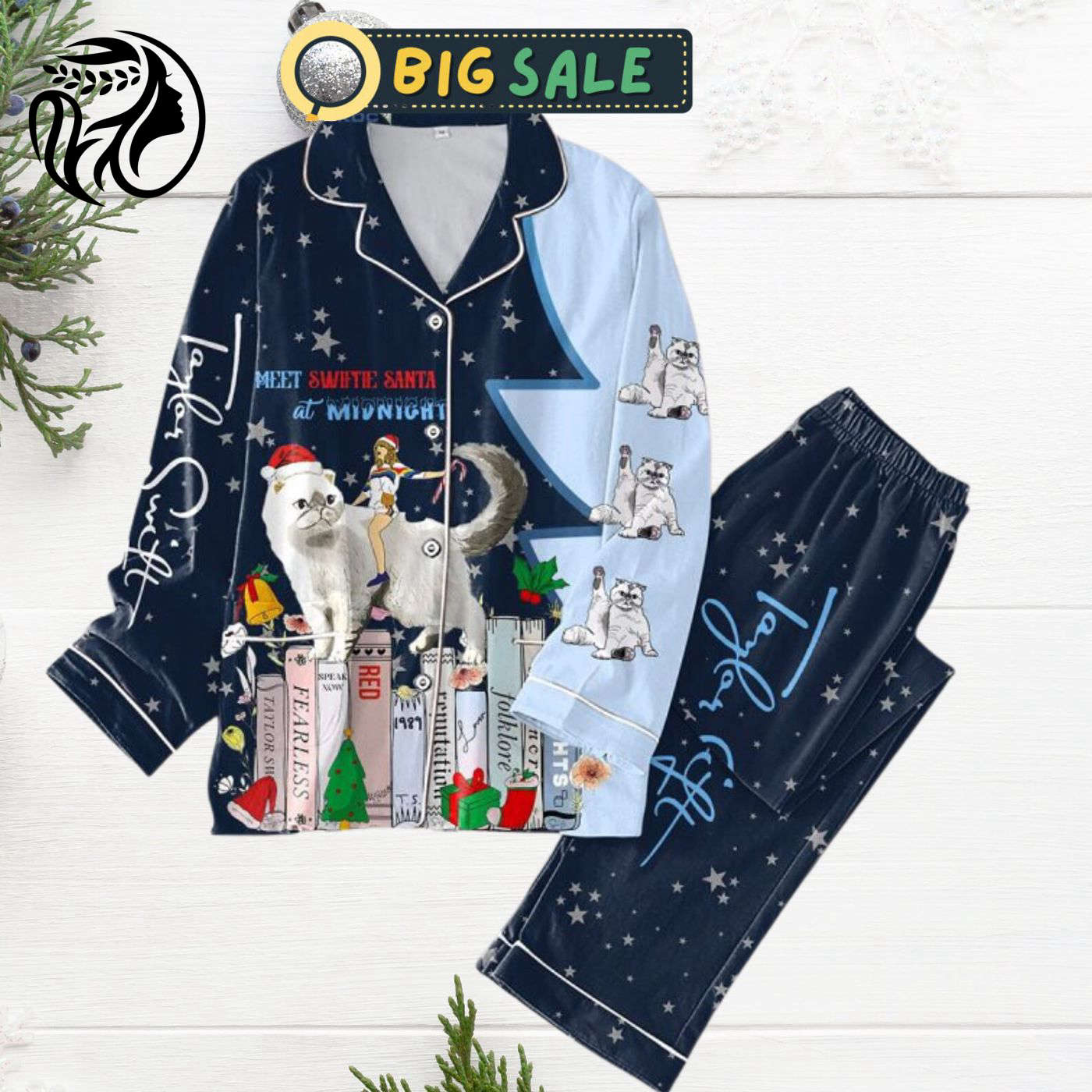 Taylor Swiftiies Christmas Pajamas Set: Meet me at m!dnight! Festive Women s Sleepwear