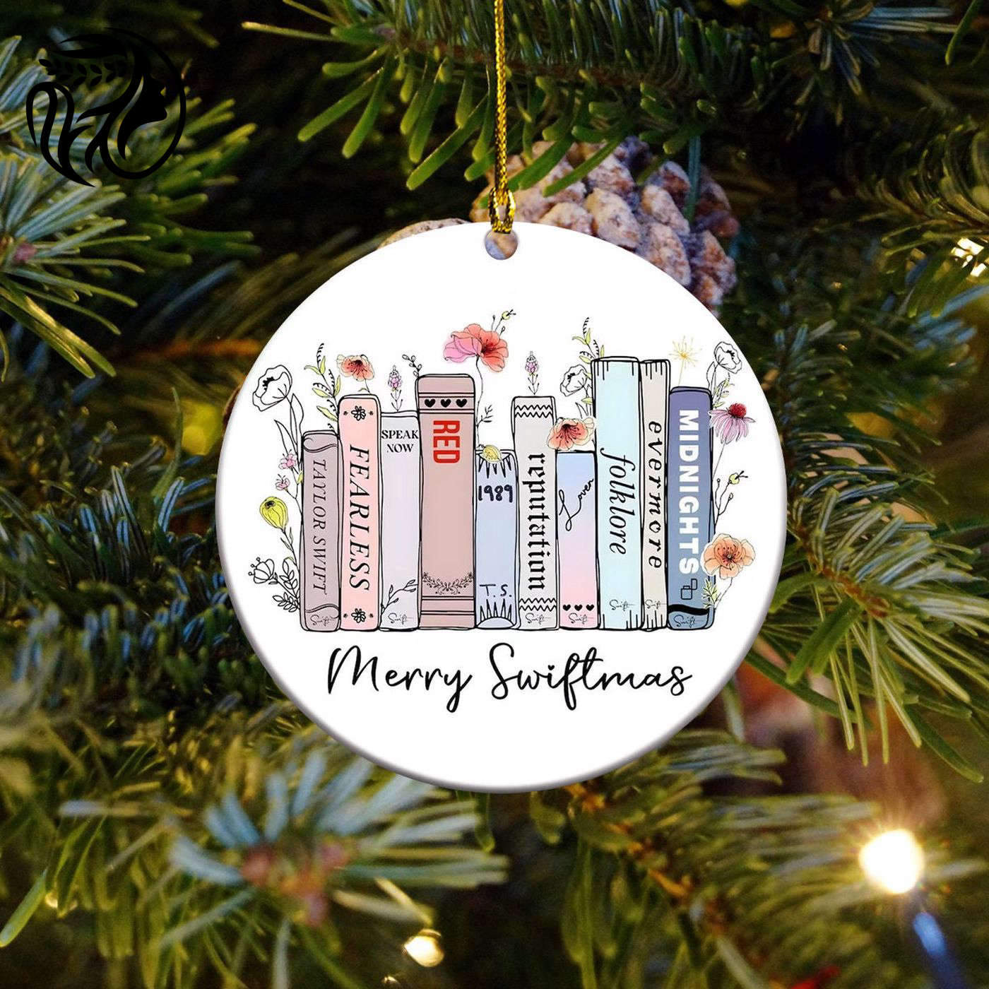 Taylor Swiftie Christmas Ornament: Eras Tour Merry Swiftmas Albums as Books – Perfect Swiftie Fan Gift!