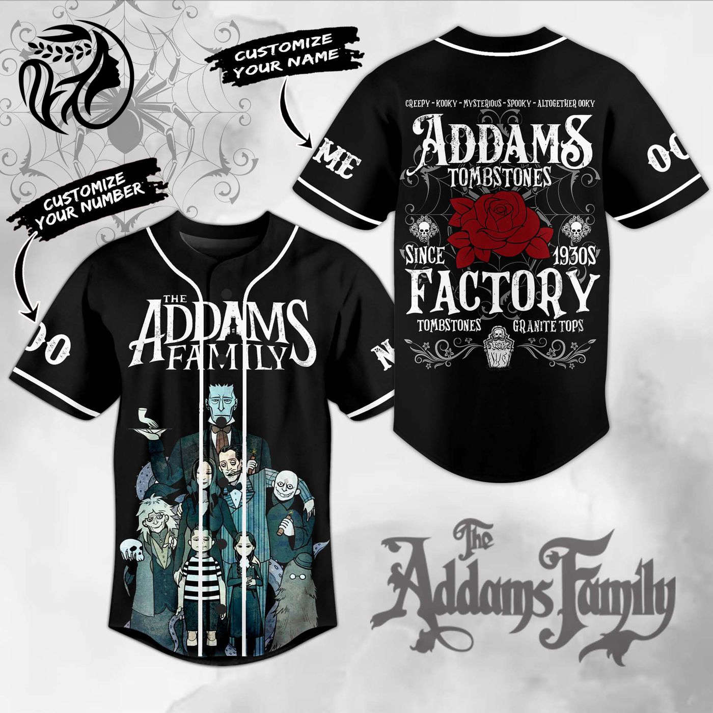 The Addams Family Tombstones Factory Baseball Jersey For Men Women And Kids Gift