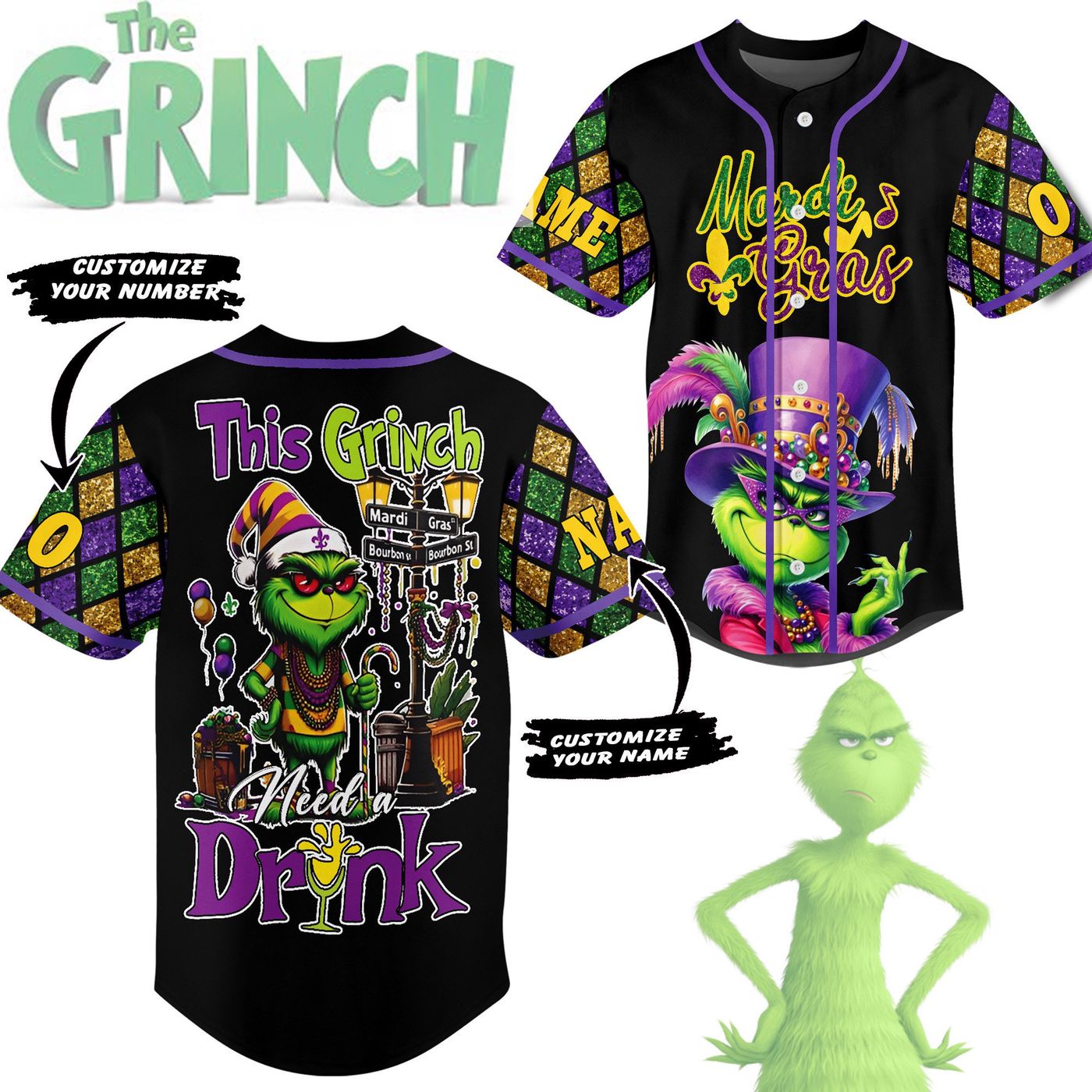 The Grinch Baseball Jersey For Men Women And Kids Gift