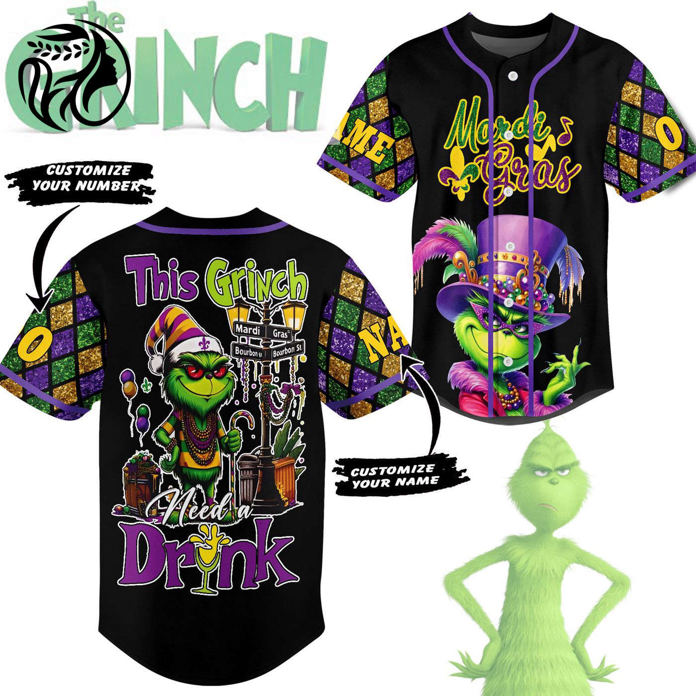 The Grinch Baseball Jersey For Men Women And Kids Gift