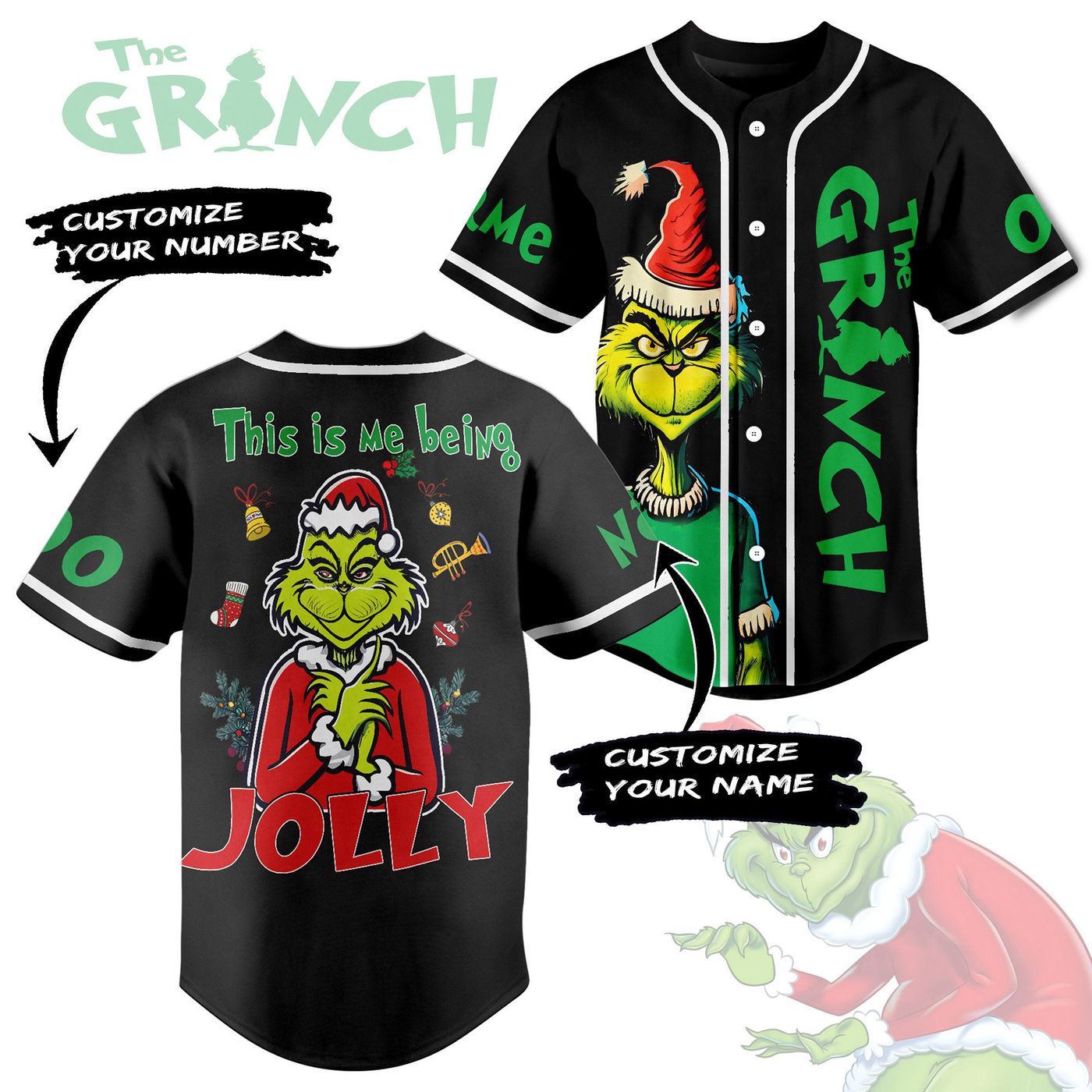 The Grinch Baseball Jersey For Men Women And Kids Gift
