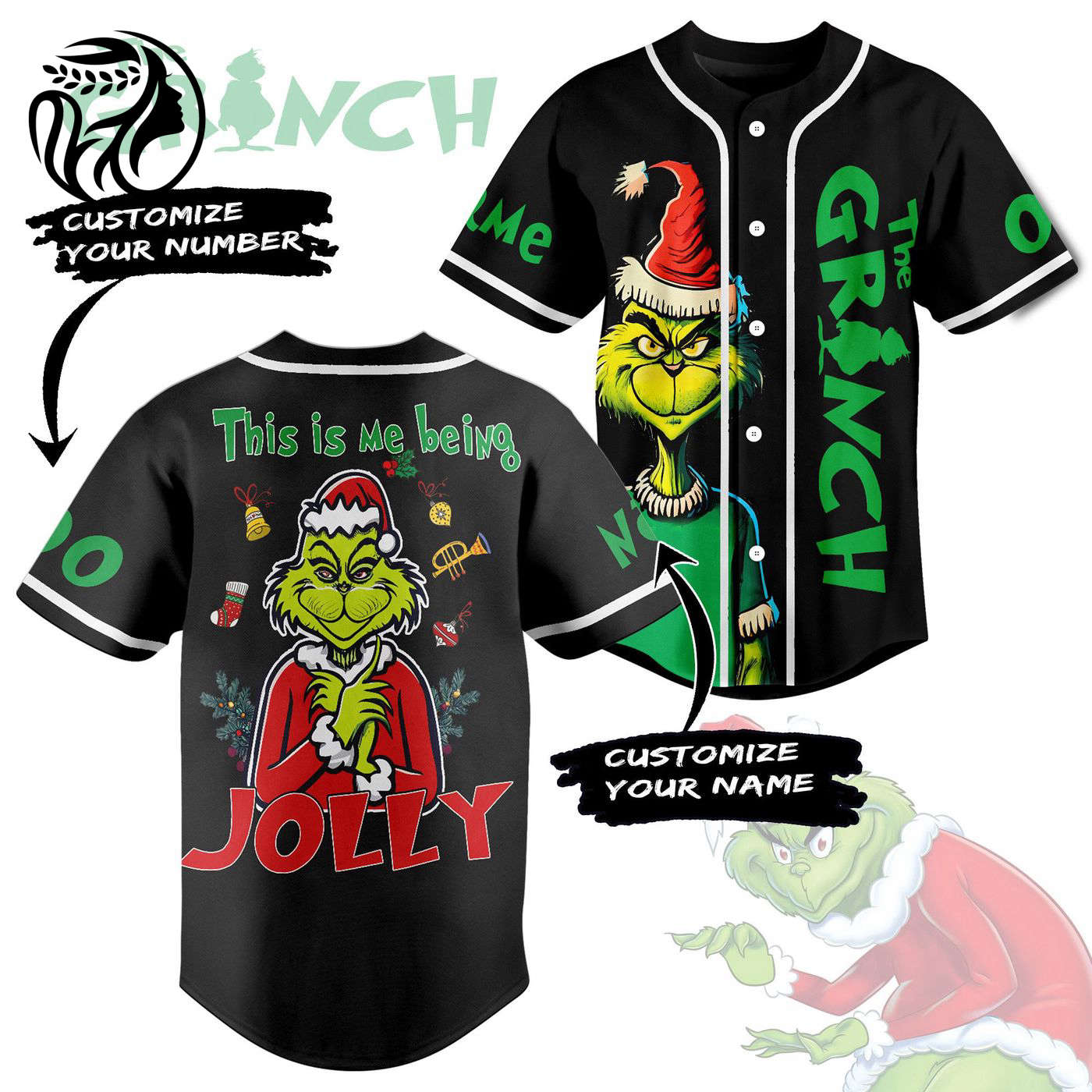 The Grinch Baseball Jersey For Men Women And Kids Gift