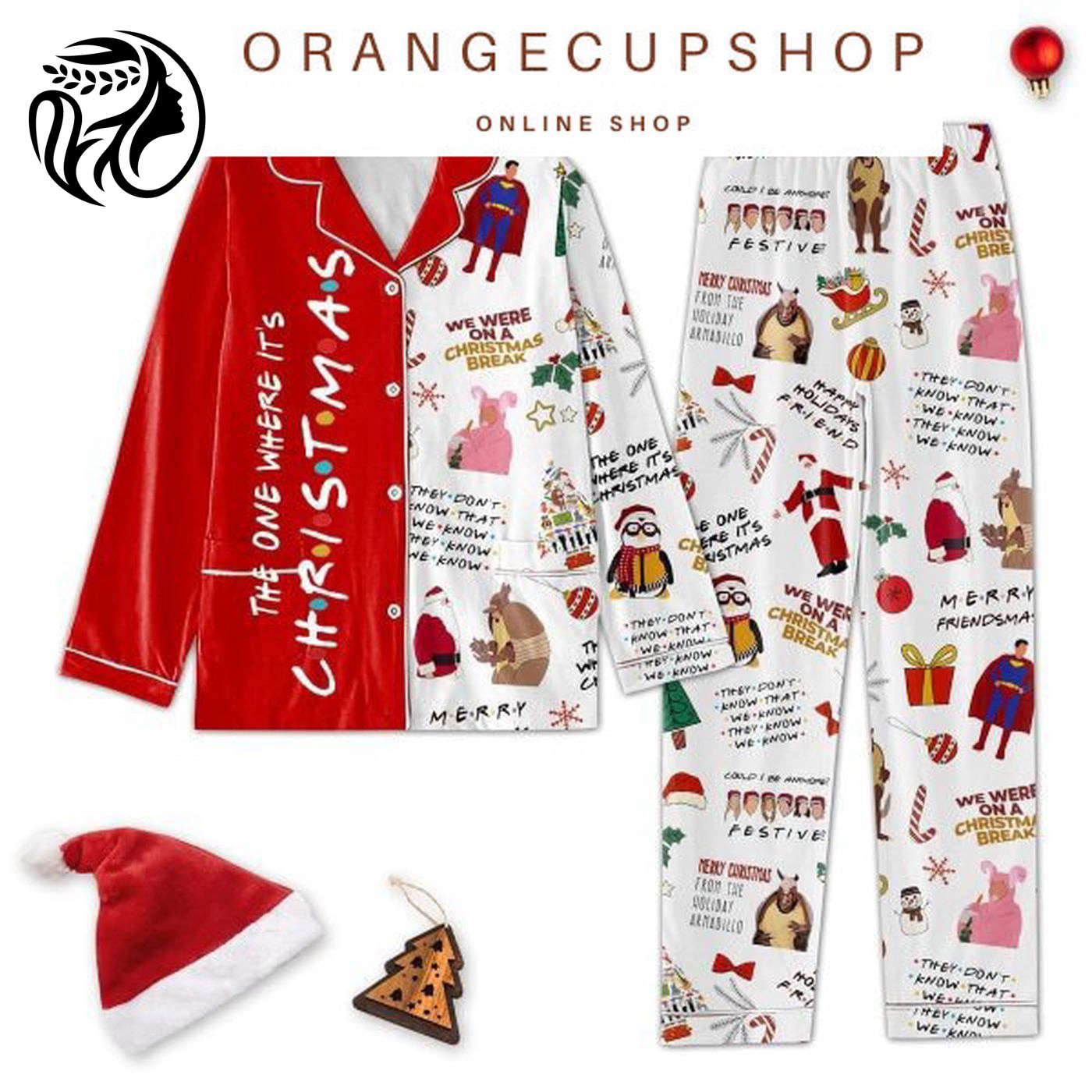 Christmas Happy Holidays Friends Pajamas Set – Festive Movie PJs