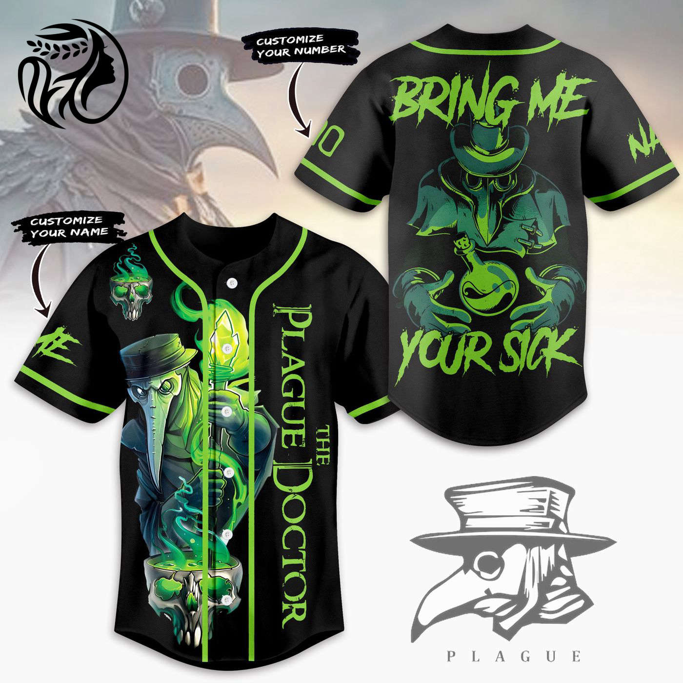 The Plague Doctor Baseball Jersey For Men Women And Kids Gift