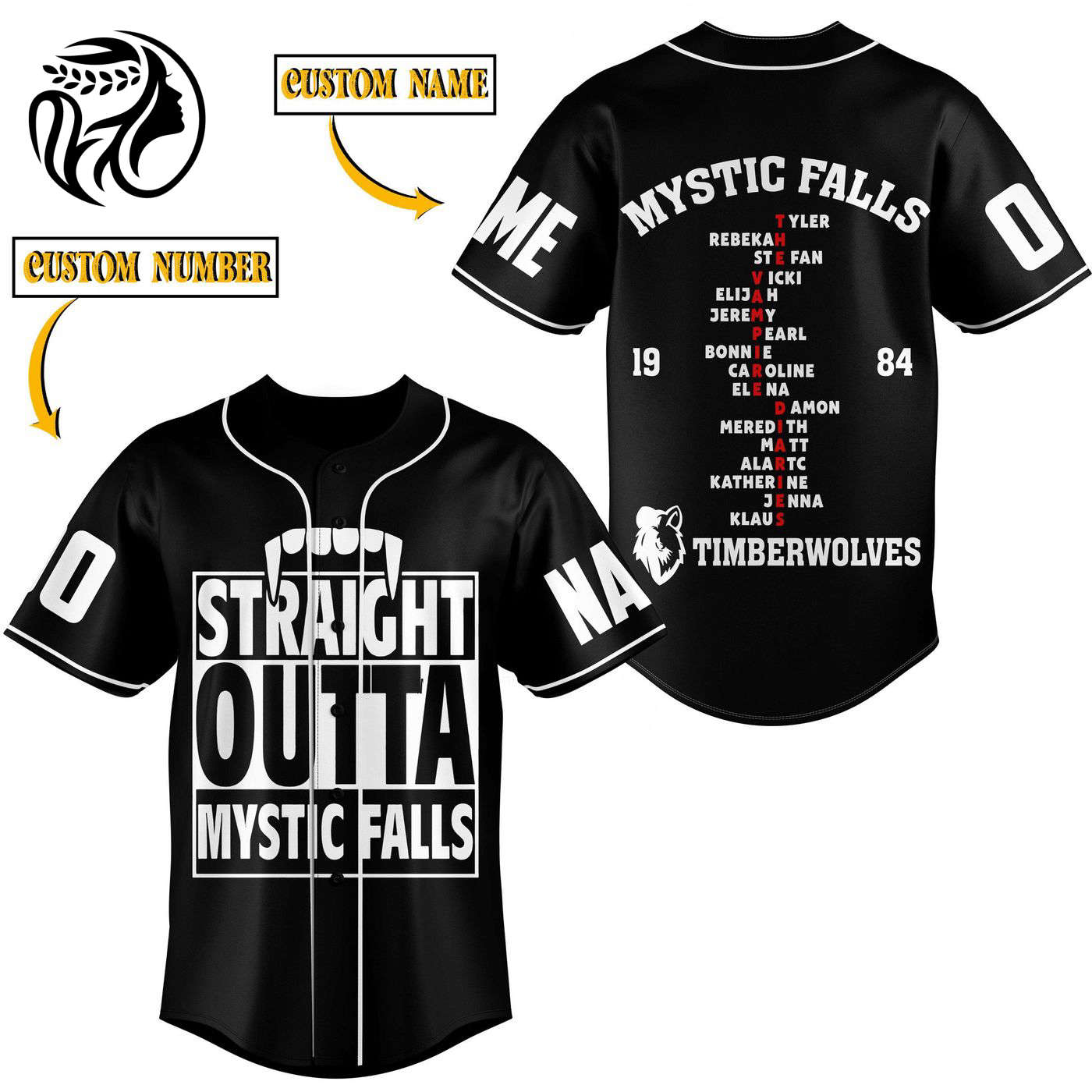 The Vampire Diaries Baseball Jersey For Men Women And Kids Gift