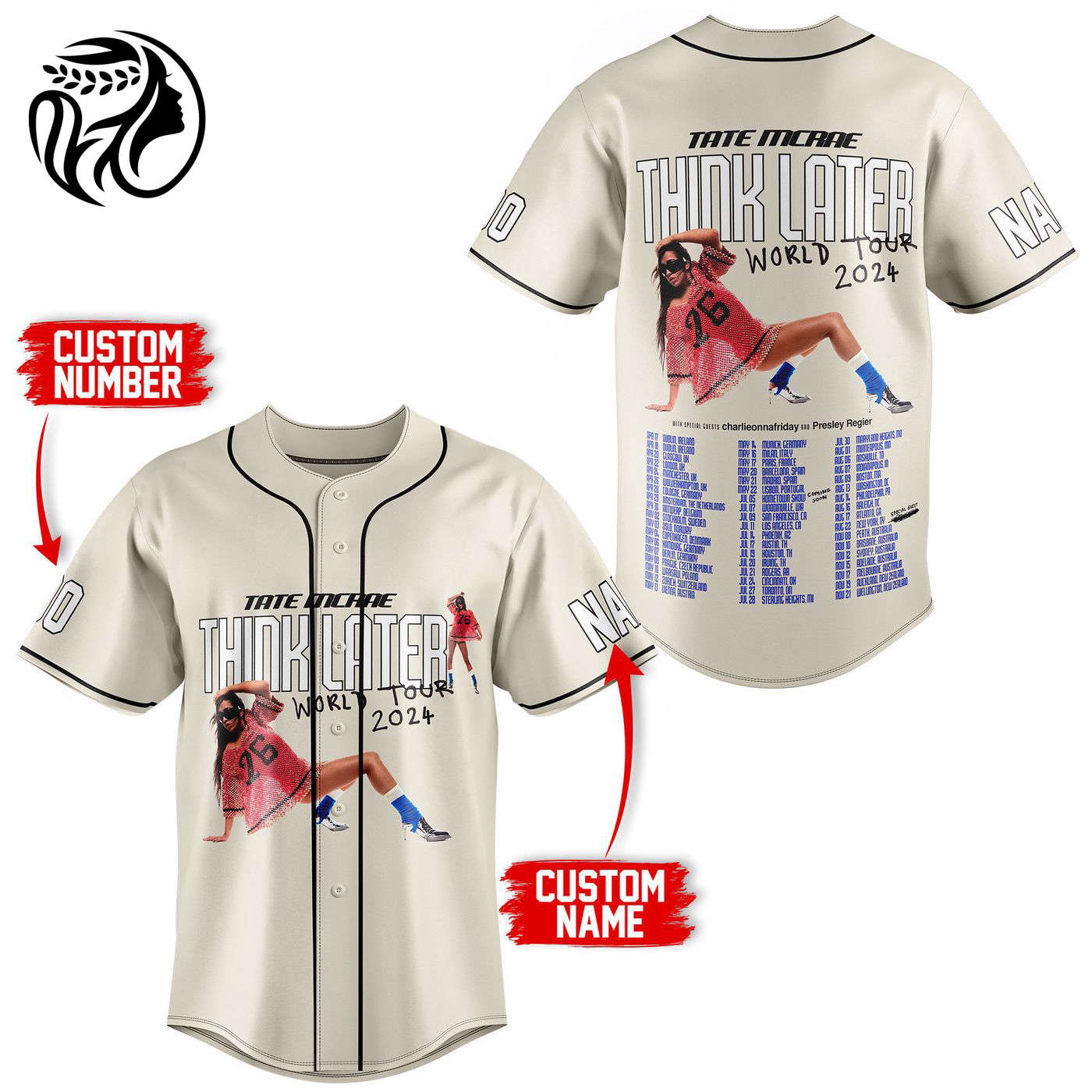 Think Later Tate McRae Baseball Jersey For Men Women And Kids Gift