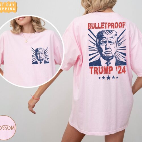Trump Shot Shirt: Survived Shooter Tee MAGA Bulletproof Tee for Trump Supporters