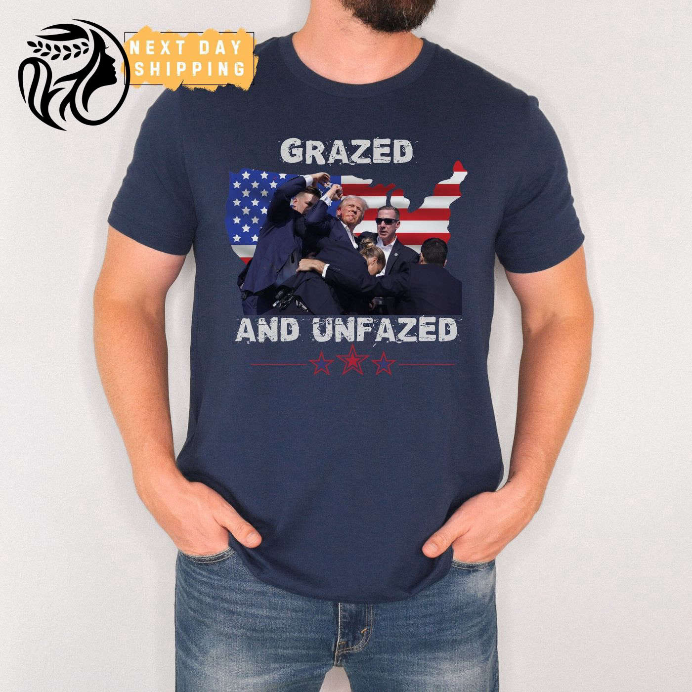 Trump Shot Shirt: Grazed & Unfazed Tee Failed Assassination Trump 2024 Support