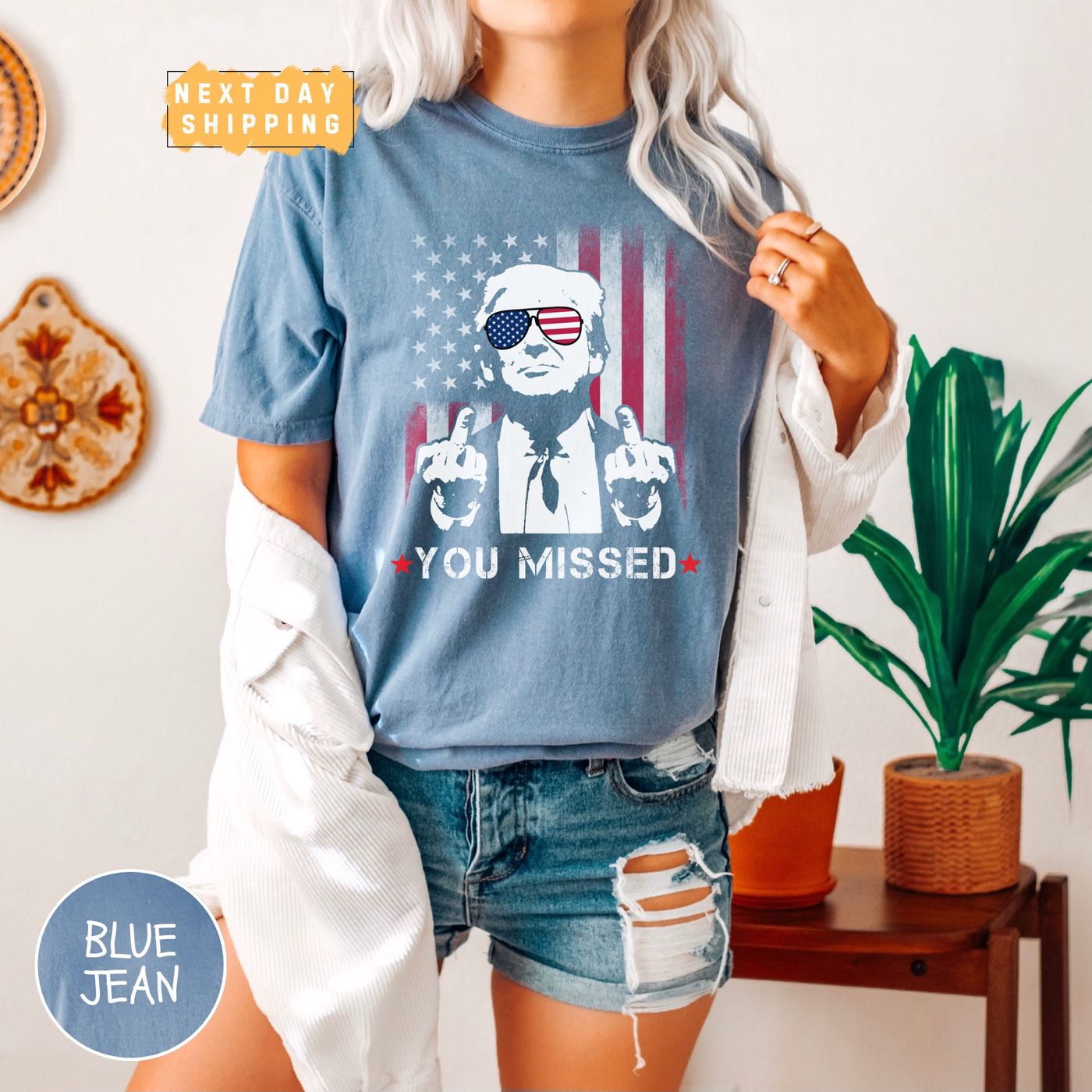 Trump You Missed T-Shirt: Comfort Colors Shot Tee MAGA Shirt – Shop Trump Ear Tee & Assassination Attempt Tee