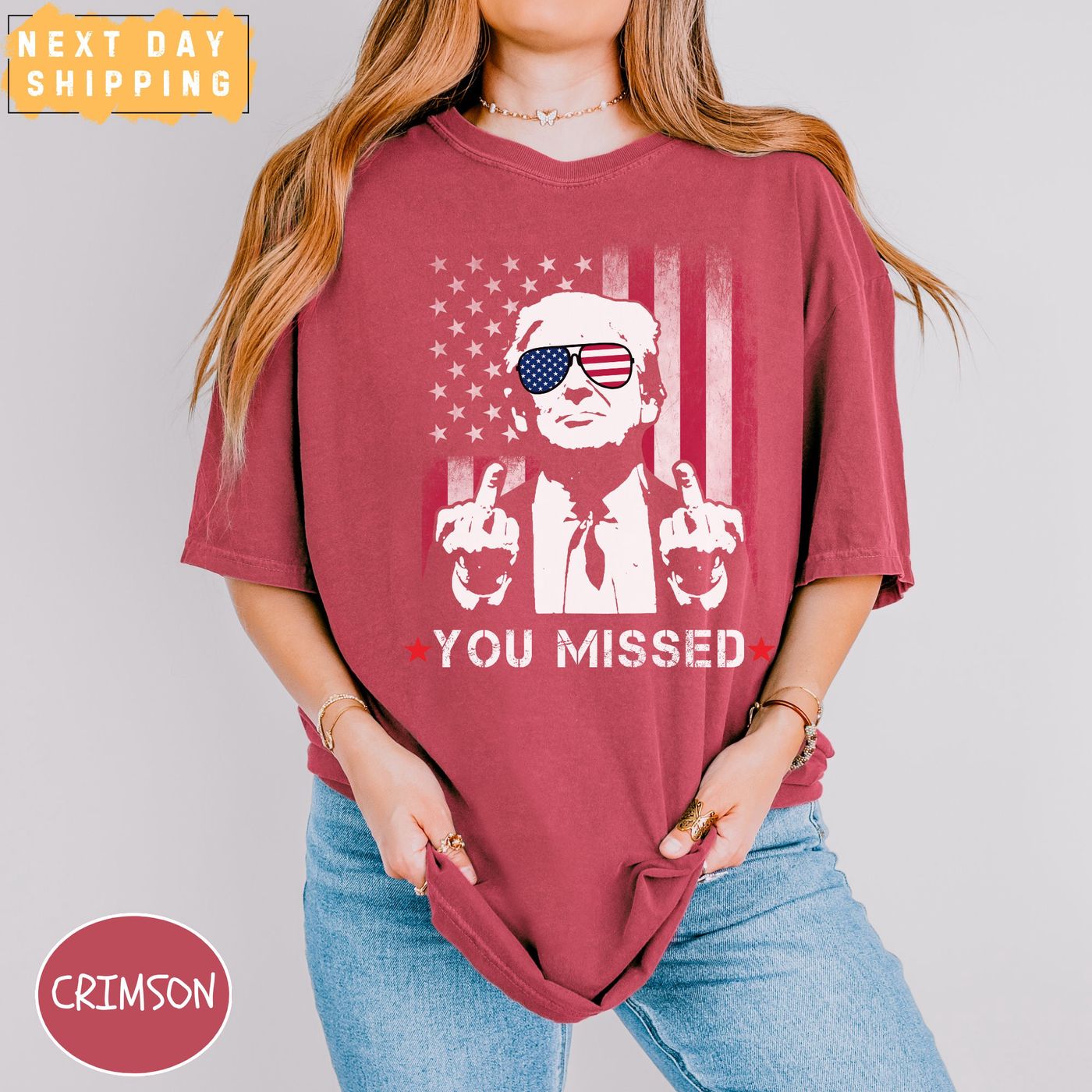 Trump You Missed T-Shirt: Comfort Colors Shot Tee MAGA Shirt – Shop Trump Ear Tee & Assassination Attempt Tee