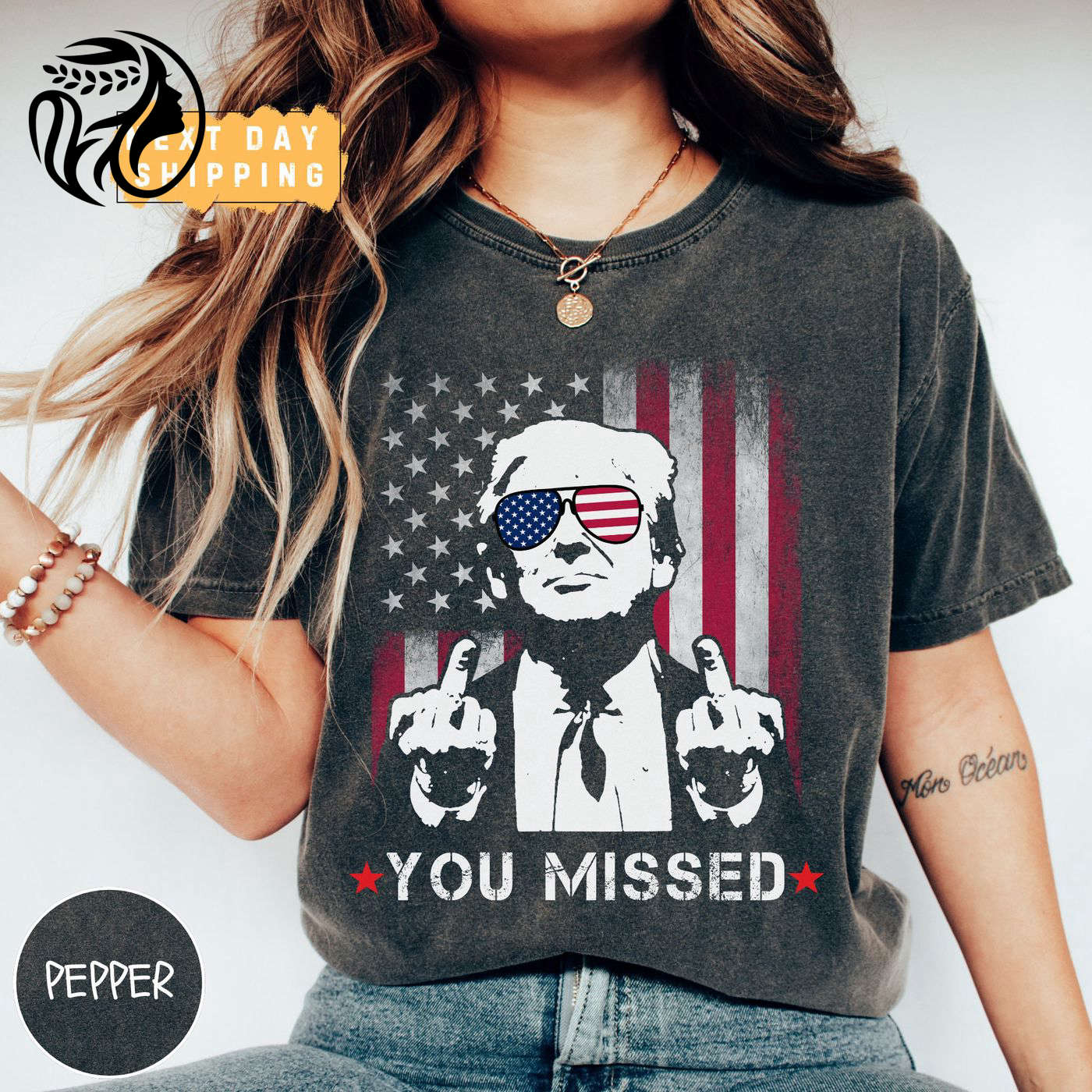 Trump You Missed T-Shirt: Comfort Colors Shot Tee MAGA Shirt – Shop Trump Ear Tee & Assassination Attempt Tee
