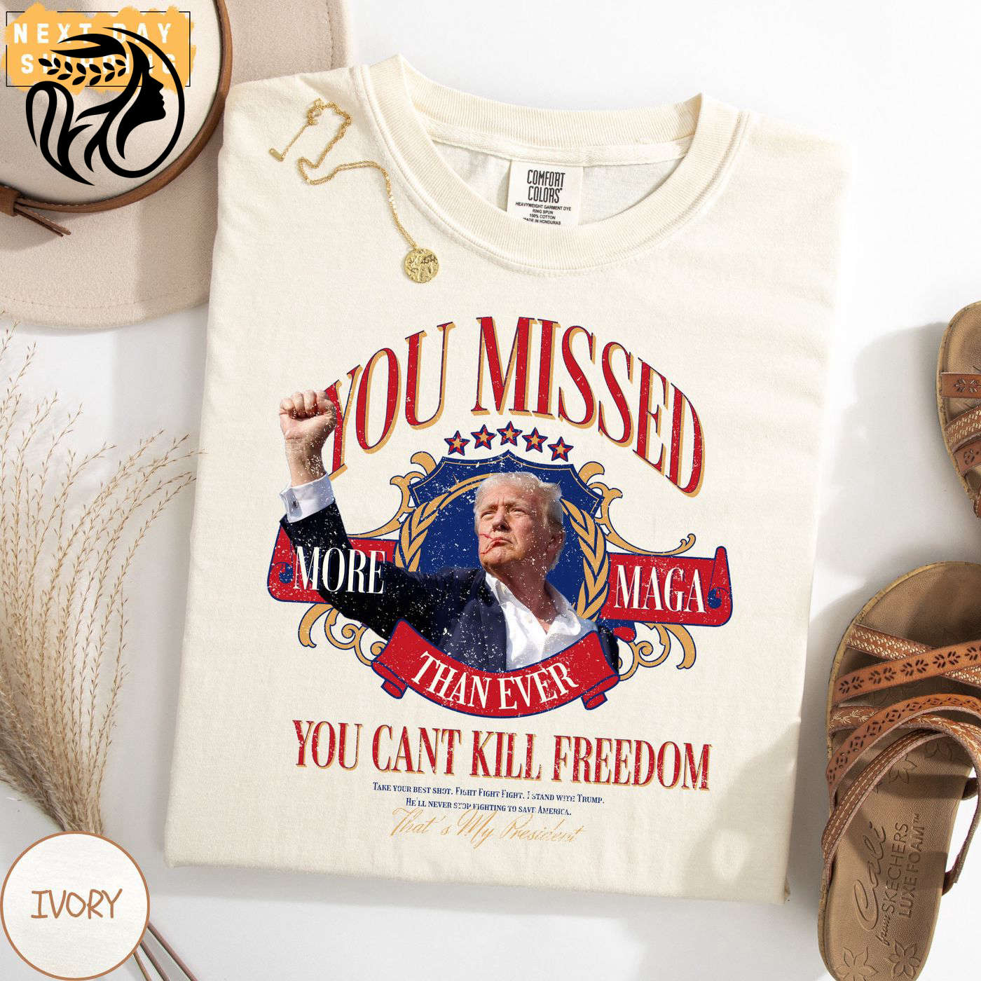 Trump You Missed T-Shirt: Comfort Colors Freedom-themed MAGA Shirt with Trump Shot & Assassination Attempt Design