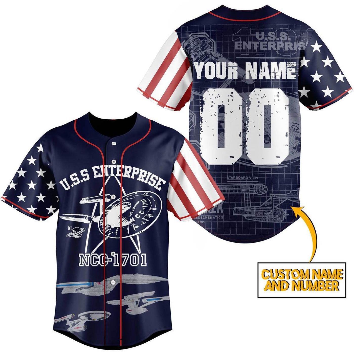 USS Enterprise Baseball Jersey For Men Women And Kids Gift