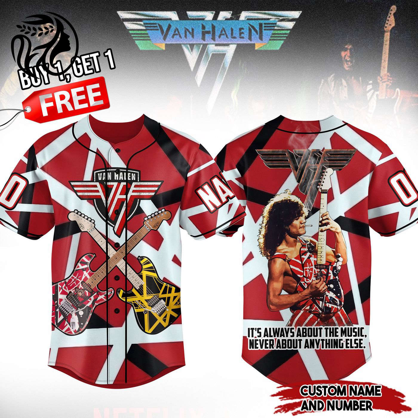 Van Halen Baseball Jersey For Men Women And Kids Gift