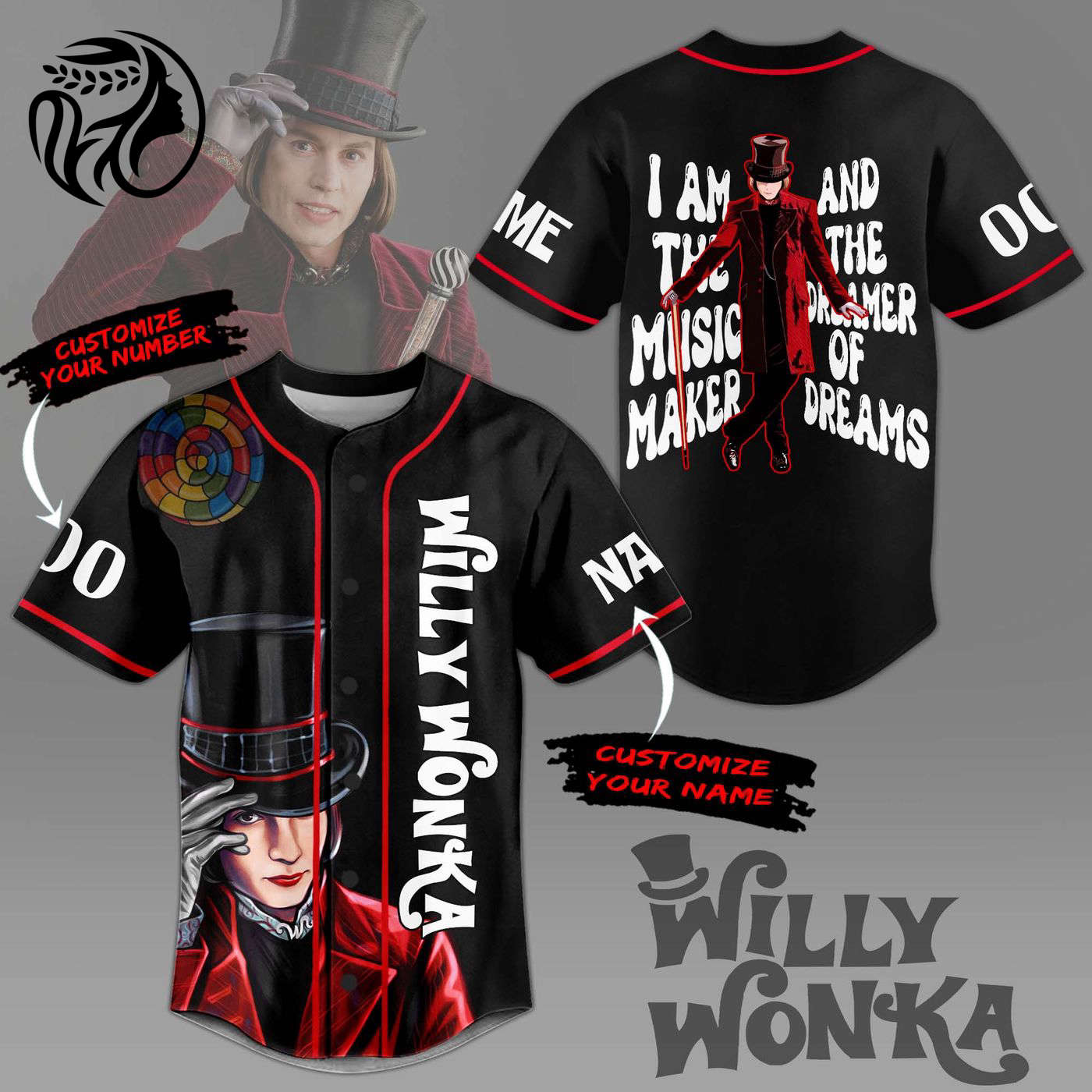 Willy Wonka Baseball Jersey For Men Women And Kids Gift