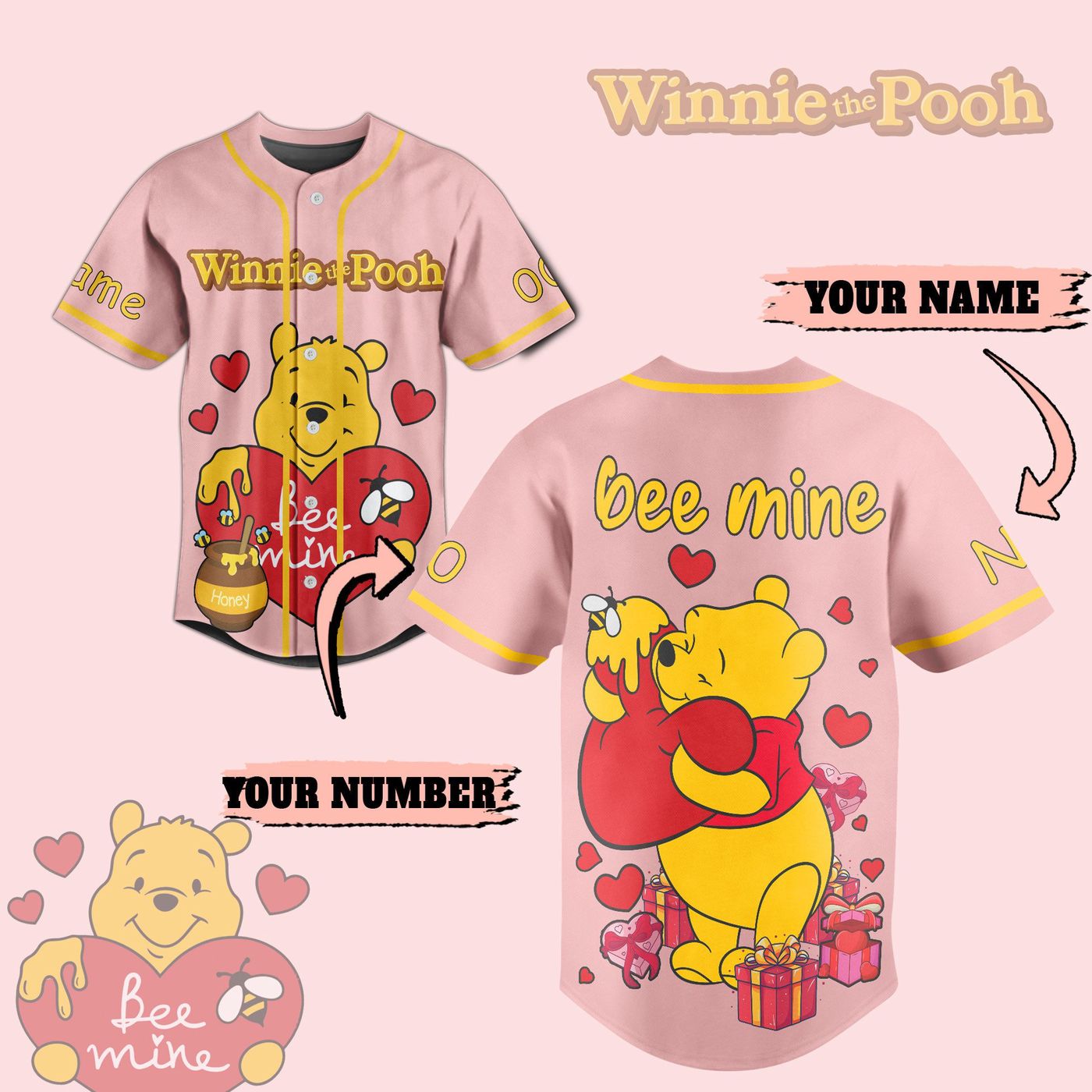 Winnie-the-Pooh Baseball Jersey For Men Women And Kids Gift